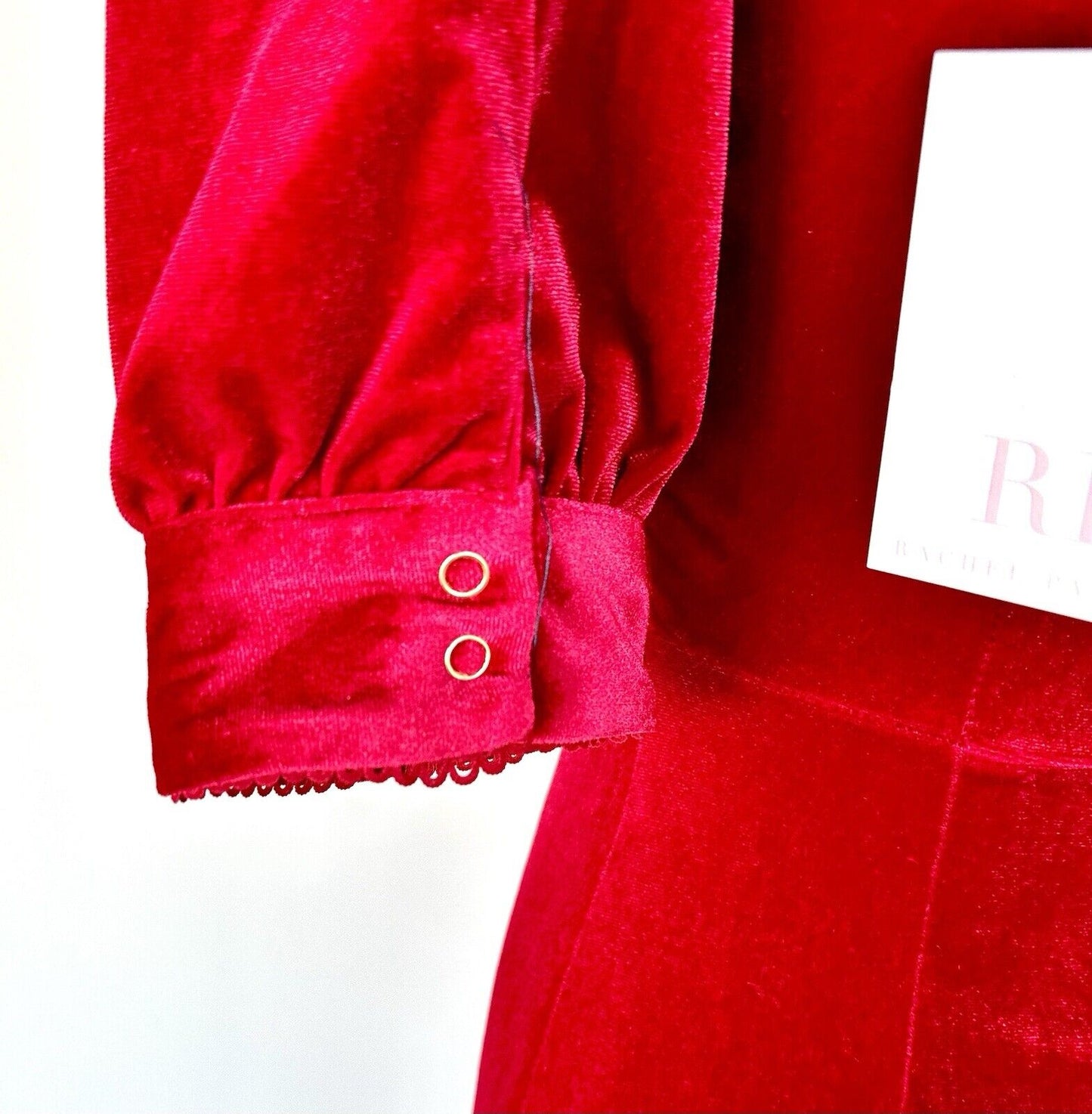 Rachel Parcell Velvet Midi Dress Ruffle Hem XS Retail $188 NWT