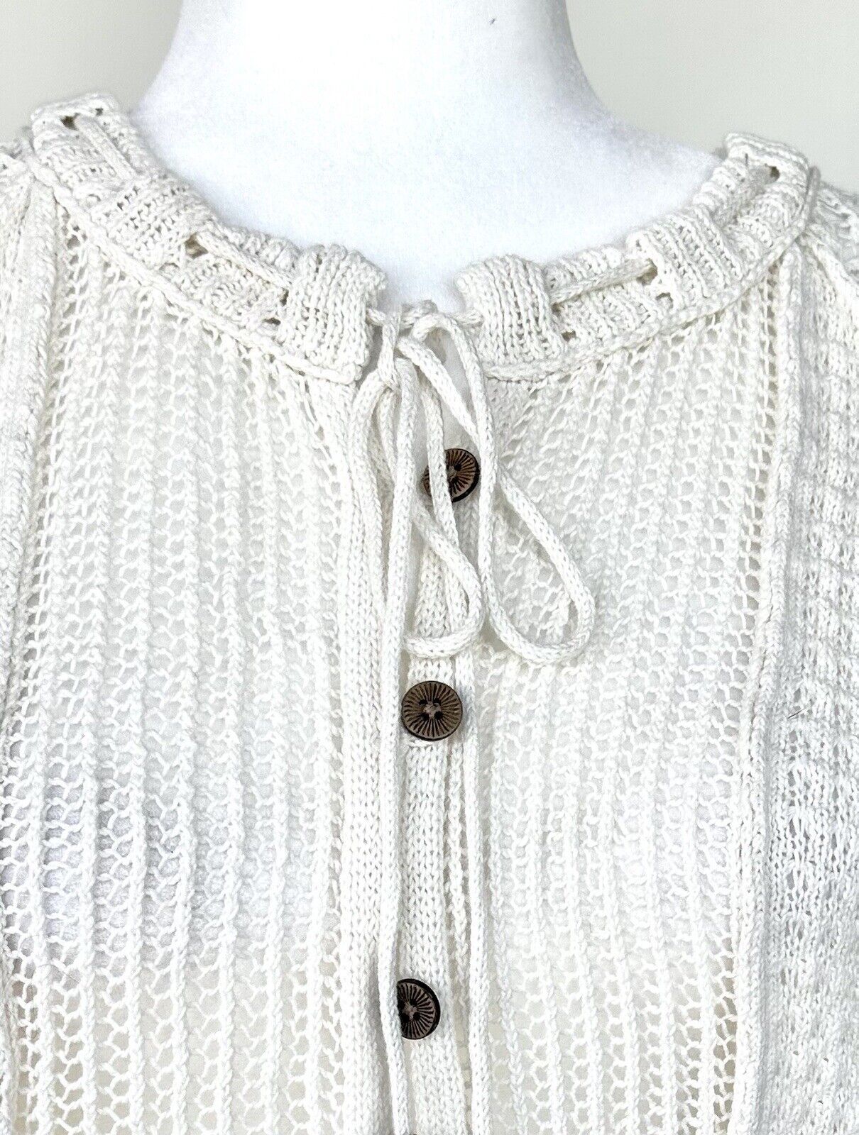 Sundance Medora Crochet Knit Cover Up Retails $148 XS Linen Cotton