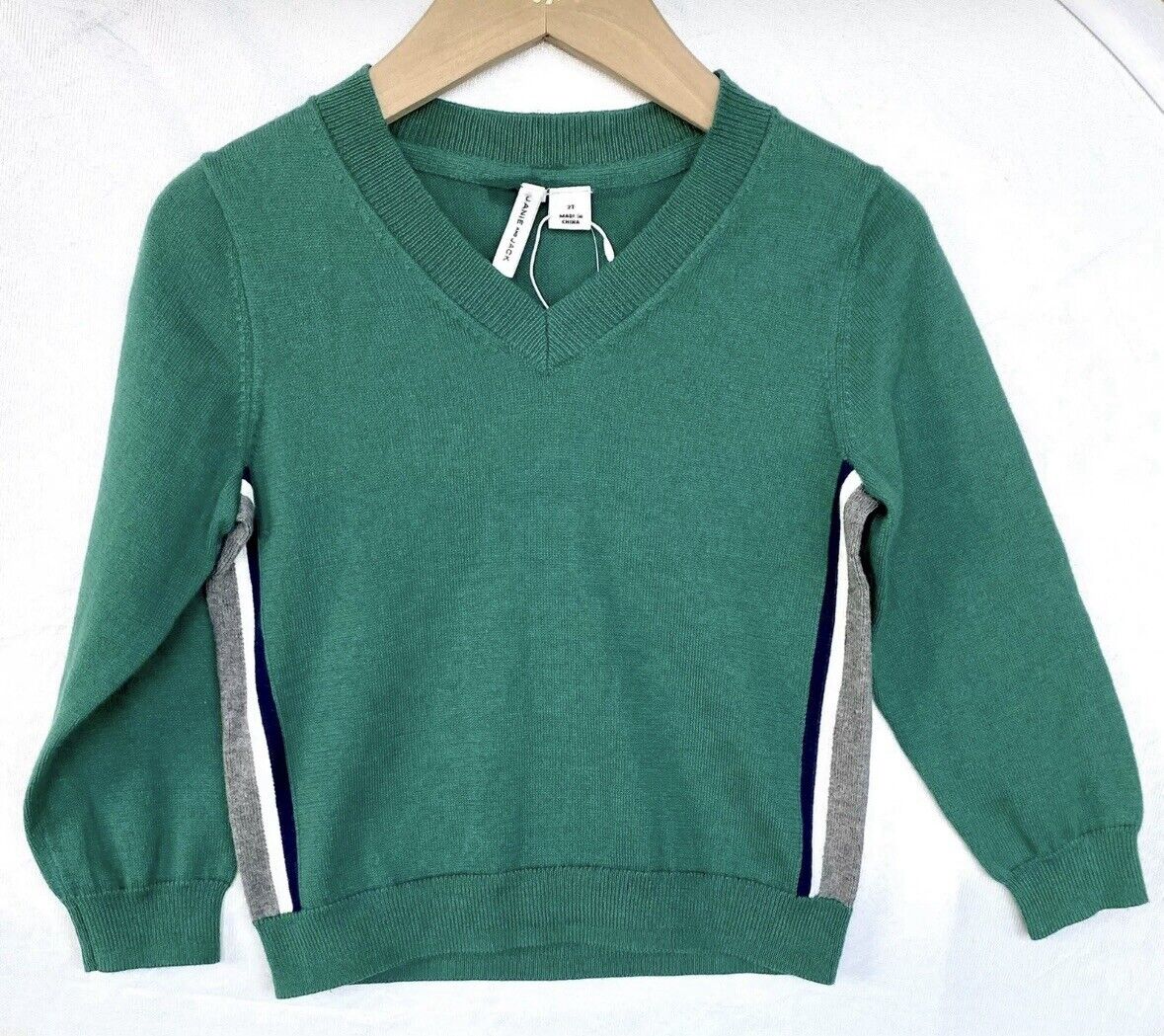Janie And Jack Green V Neck Sweater Age 2 Retail $49 Price $27.95 NWT Stripe