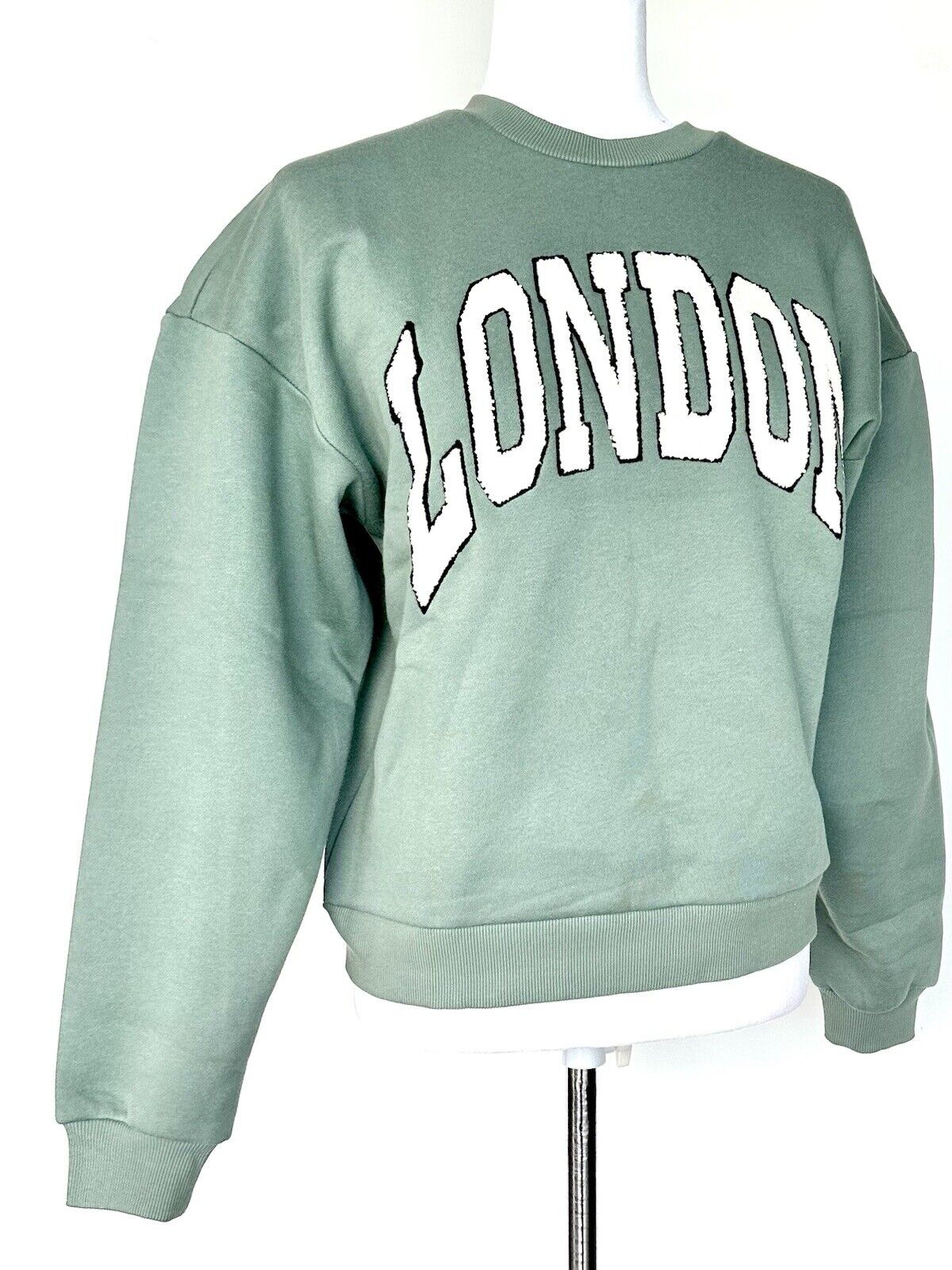 Miou Muse London Textured Logo sweatshirt Sage Green Size Small