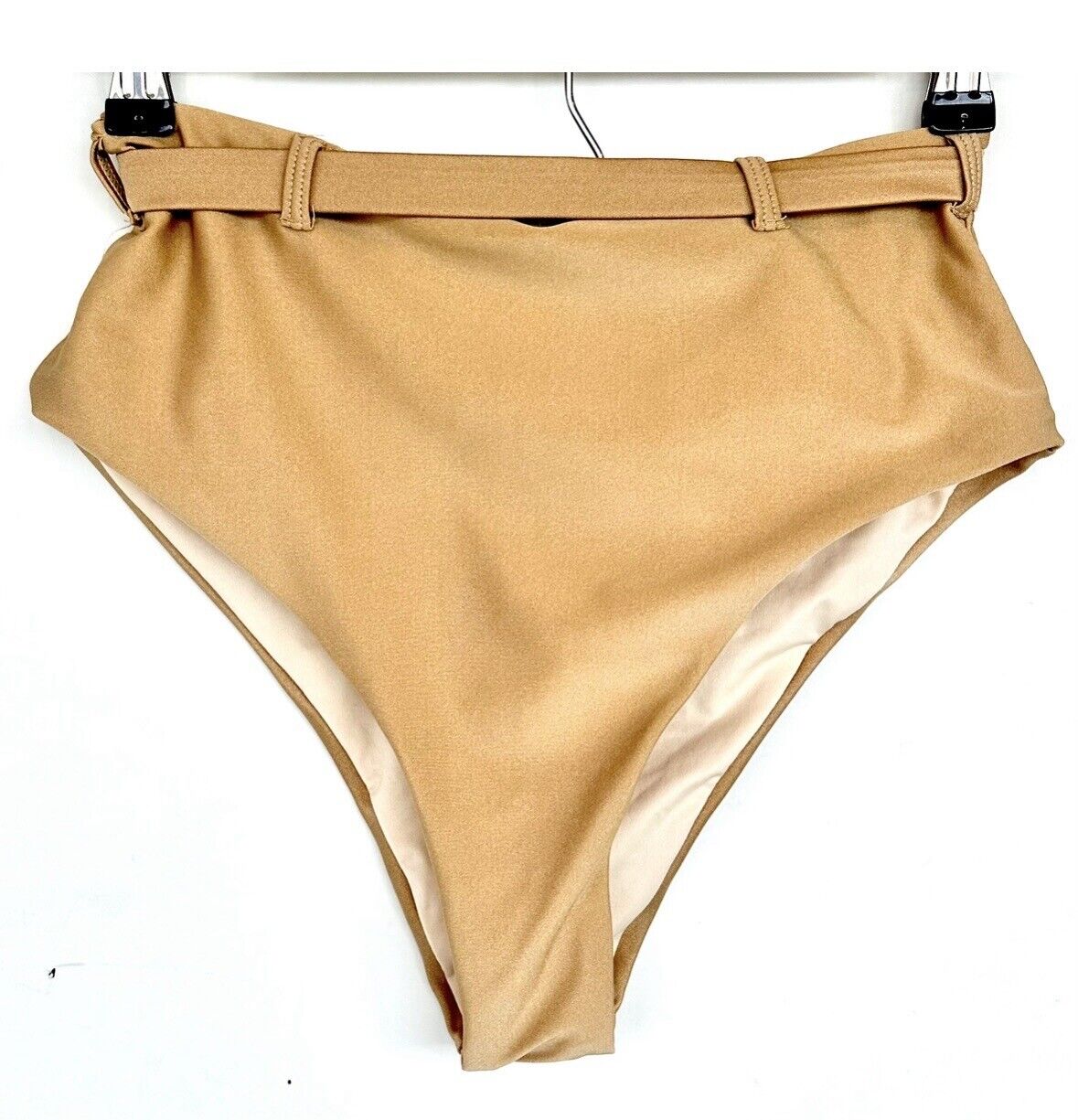 Beach Joy Gold Belted Bikini Bottoms Small New high Waisted