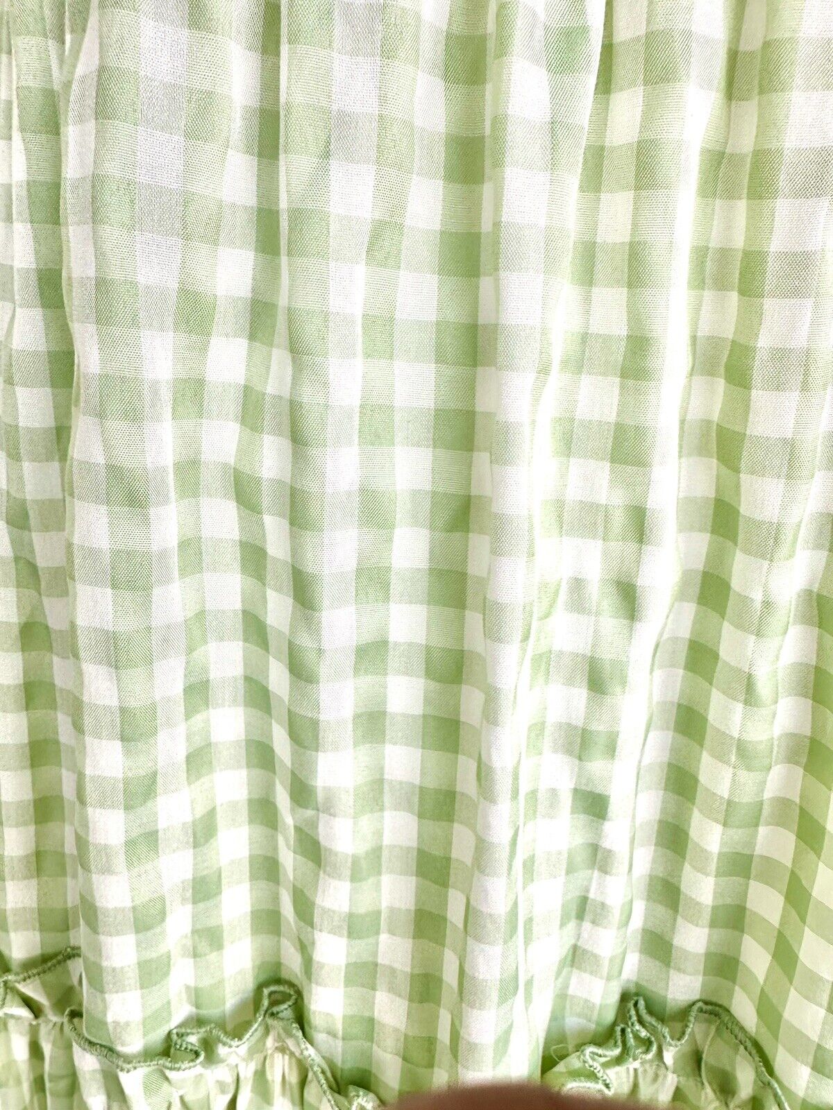 Enmerci Green Gingham Maxi Dress Tie Shoulder Strap Size M Tiered $58 &Merci