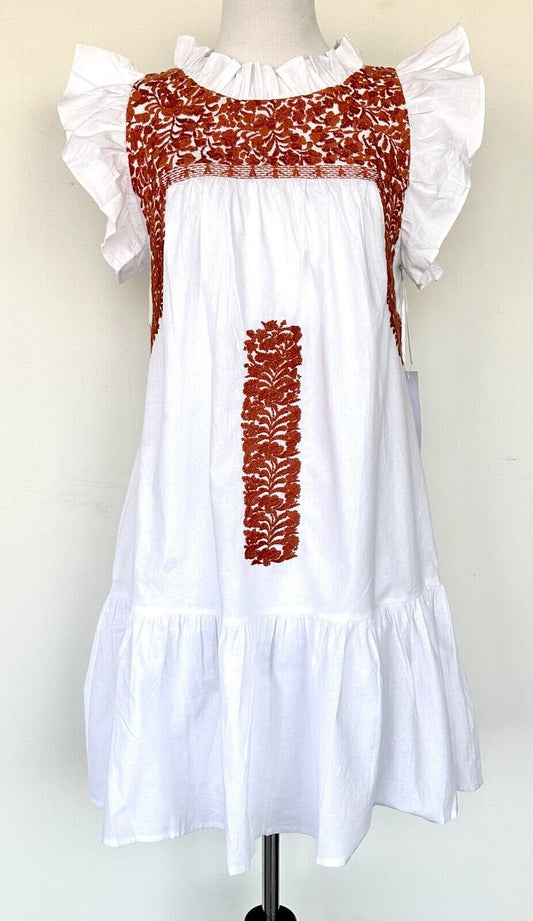 NWT J Marie embroidered Tiered Noel Dress size S Retail $128 Price $69 White Red