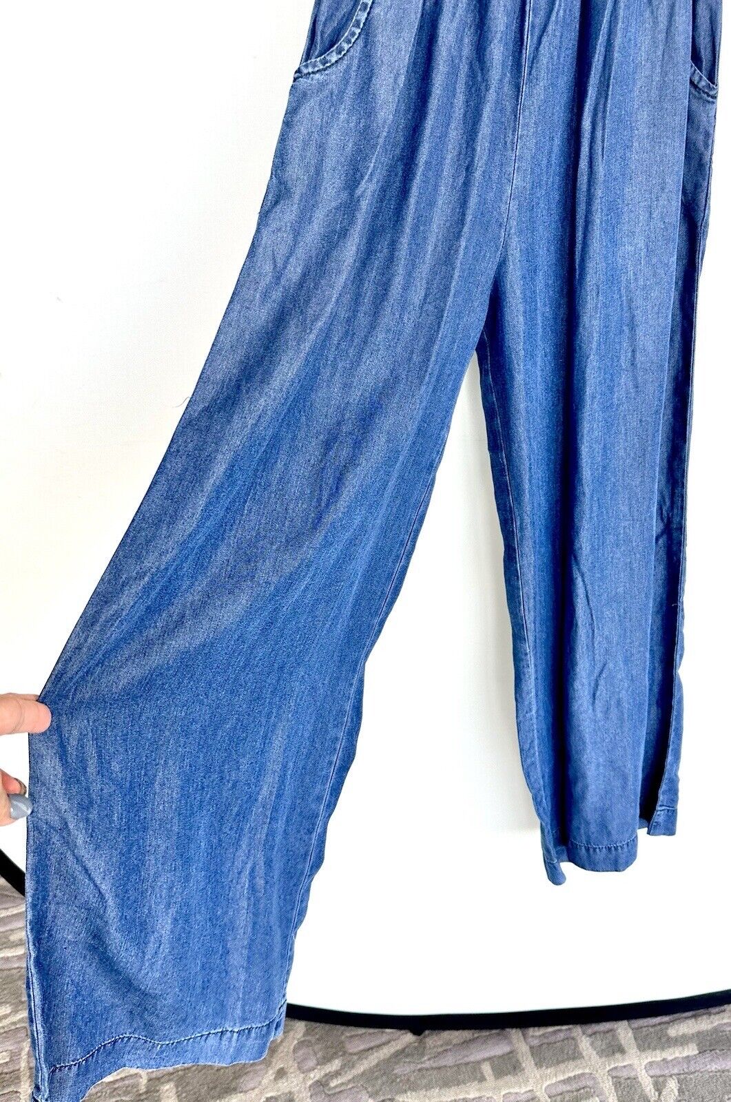 HABITUAL Kids' Smocked Wide-leg Jumpsuit Denim Age 14 Retails $64 Price $44
