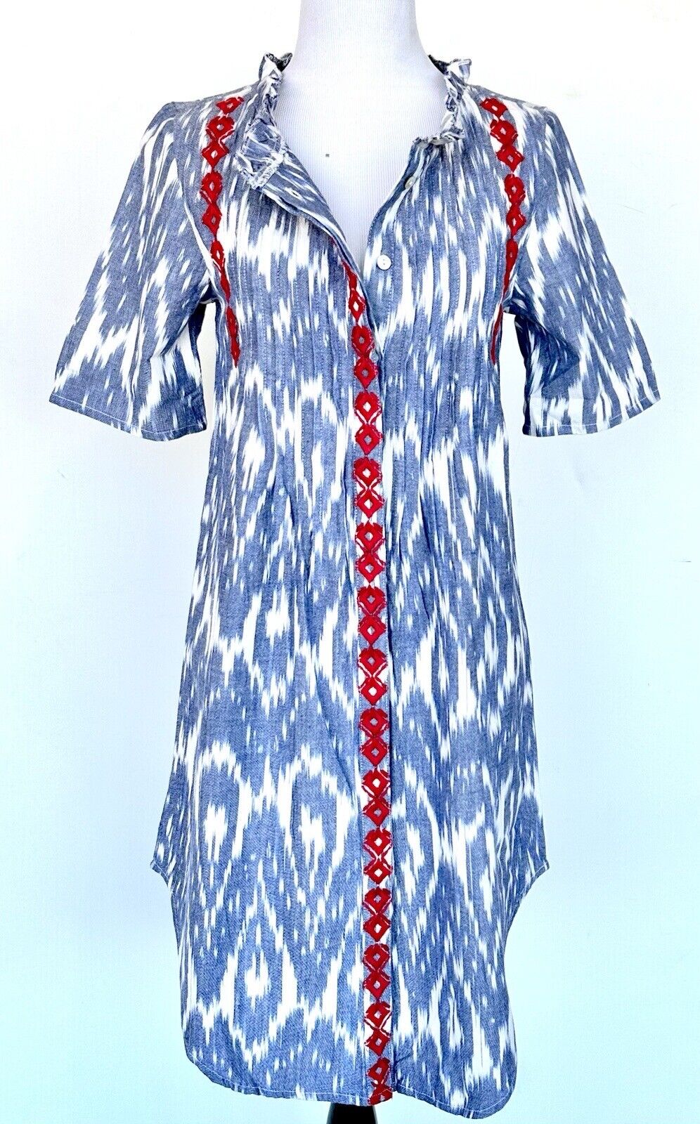 Sundance Isabel Ikat Shirt Dress With Embroidery  Size PXXS Retails $158