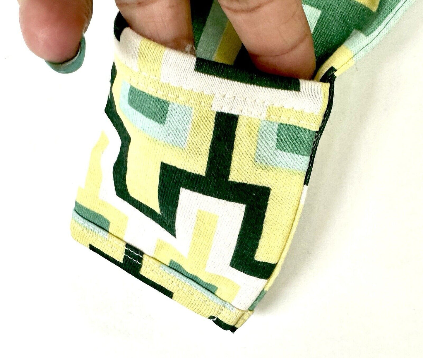 Kate Quinn Apple Taffy Geometric Print LS Zipper Footie 3-6 M  Organic Cotton