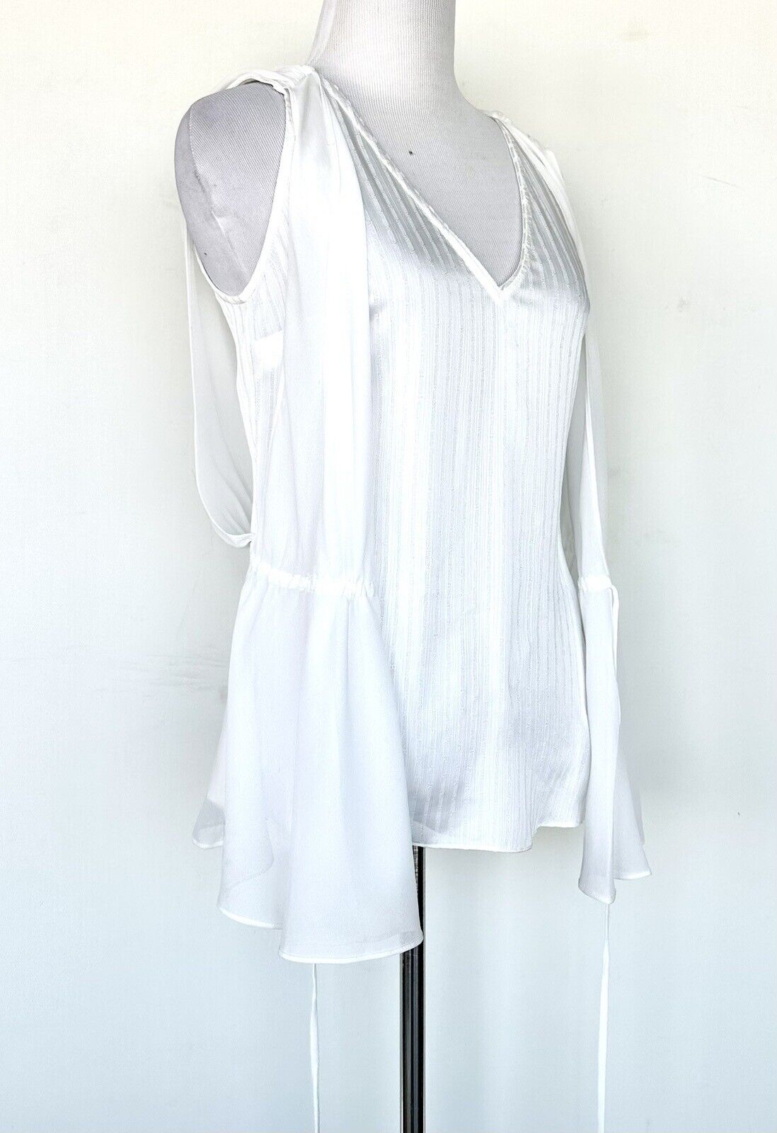 ALLSAINTS Celeste Sleeveless Two Layer Textured Blouse Size 0 Chalk White New