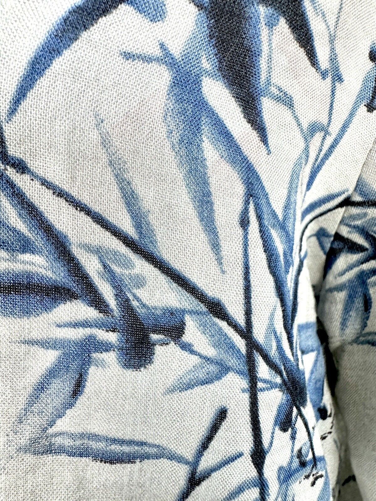 Asian Kimon Tunic Style Cover Up Size S/M Gray Blue Pink Bamboo Print