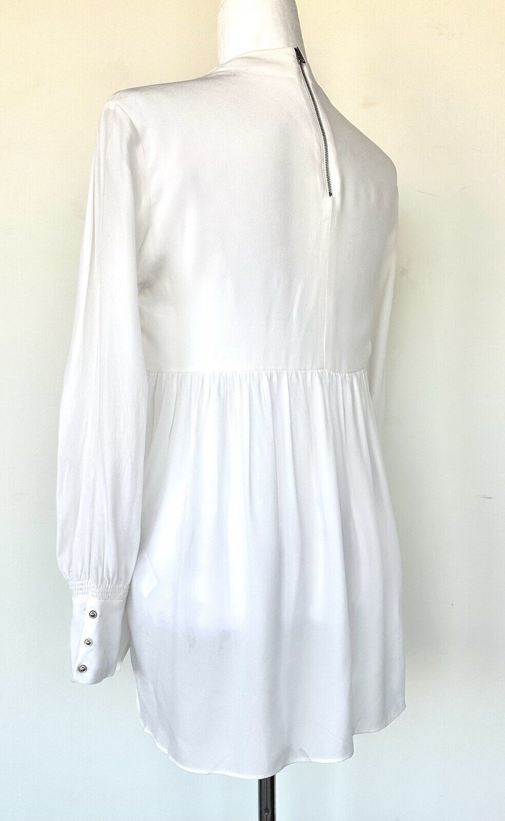 All Saints Fayre Blouse Chalk White Long Sleeve Retail $198 S Metal Stud Cuff