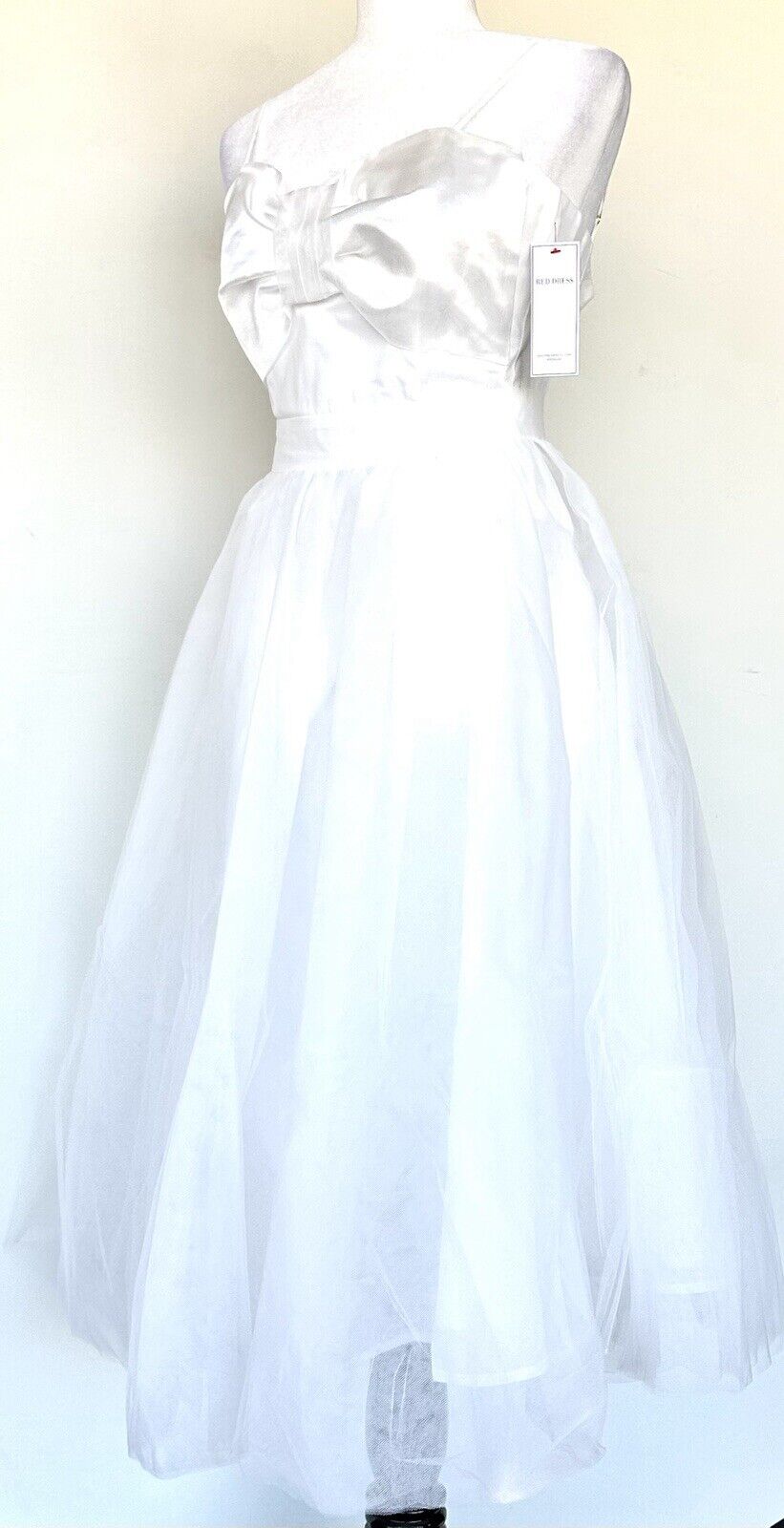 Aura White Tulle Midi Dress Vintage Retro Style Tutu Retail $80 Size M
