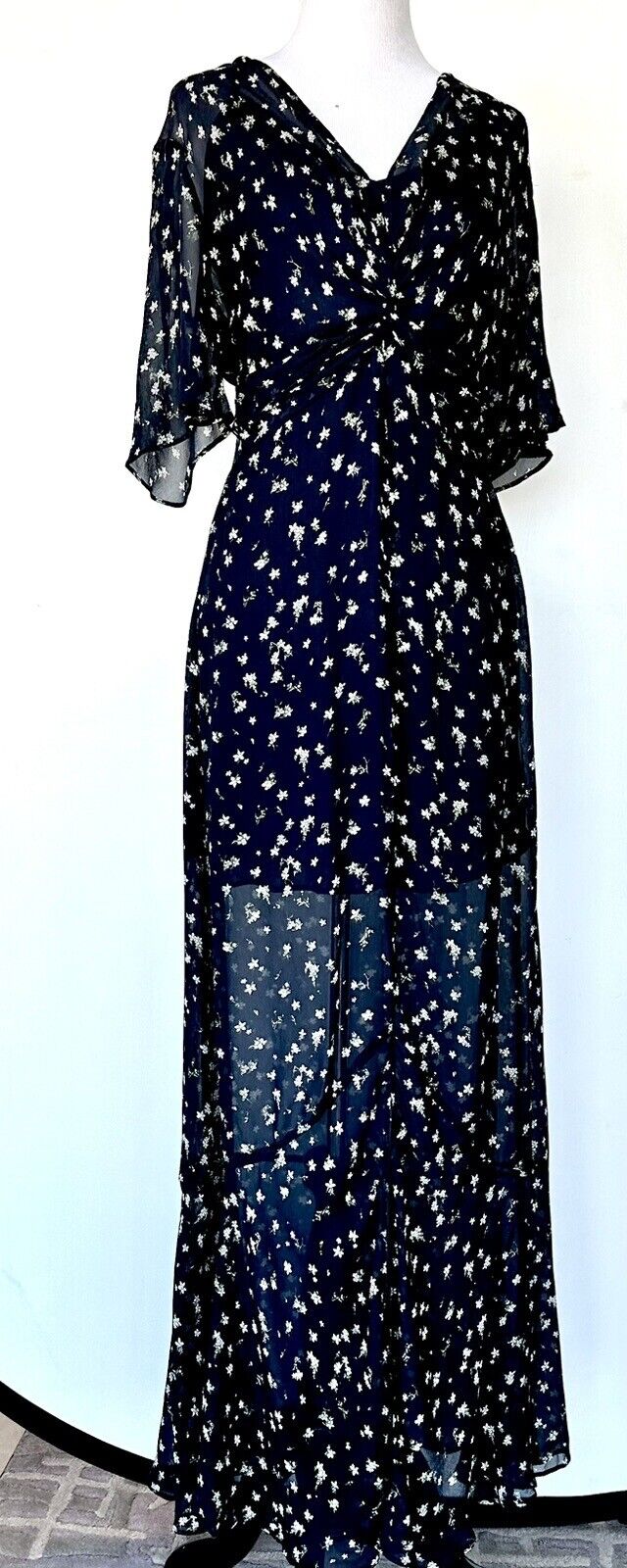Rag & Bone Tamar Dress Size 2 Black Floral Semi Sheer Retail $550 Price $169
