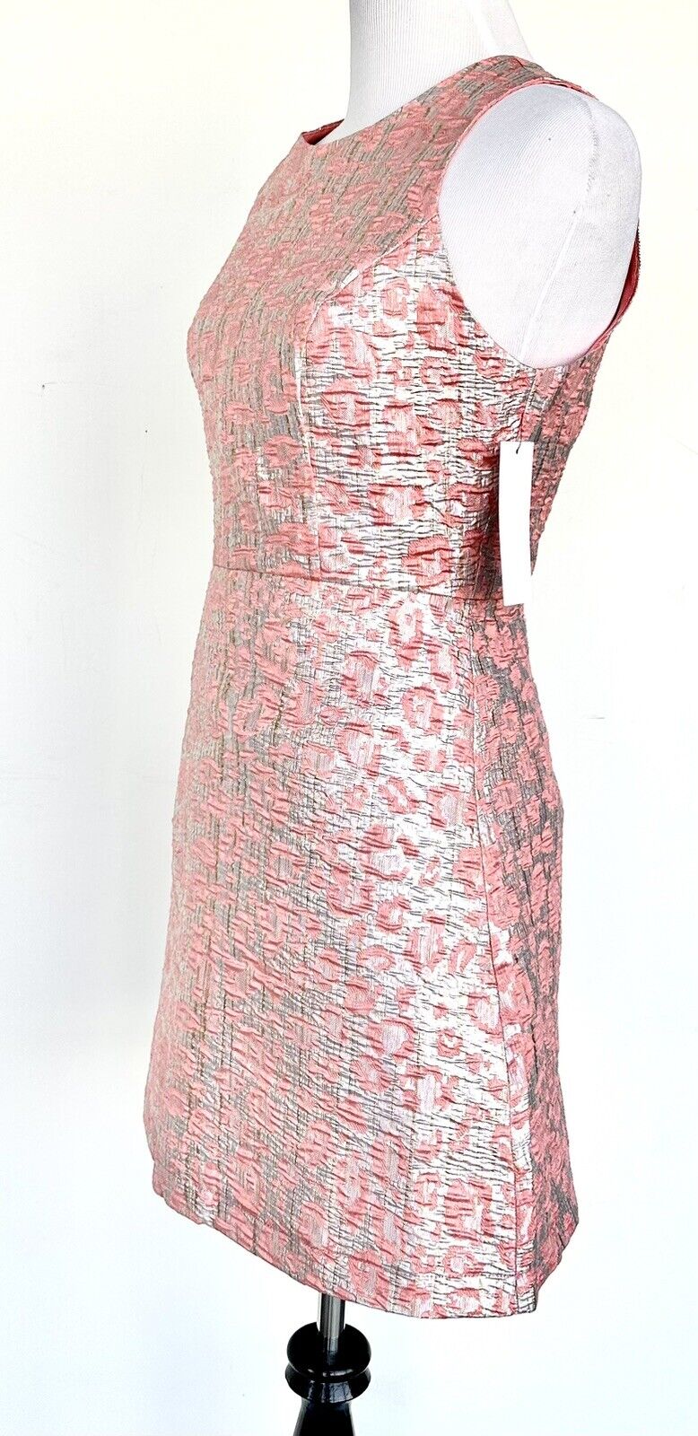 Aura Pink Silver & Gold Jacquard Print Sleeveless Short Dress Size S price $60