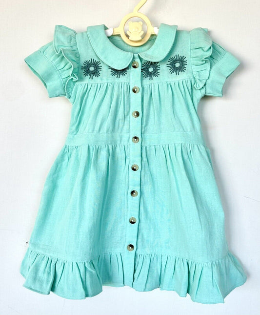 Kate Quinn Sun Embroidered Organic Cotton Gauze Dress 6-12 M $28 NEW