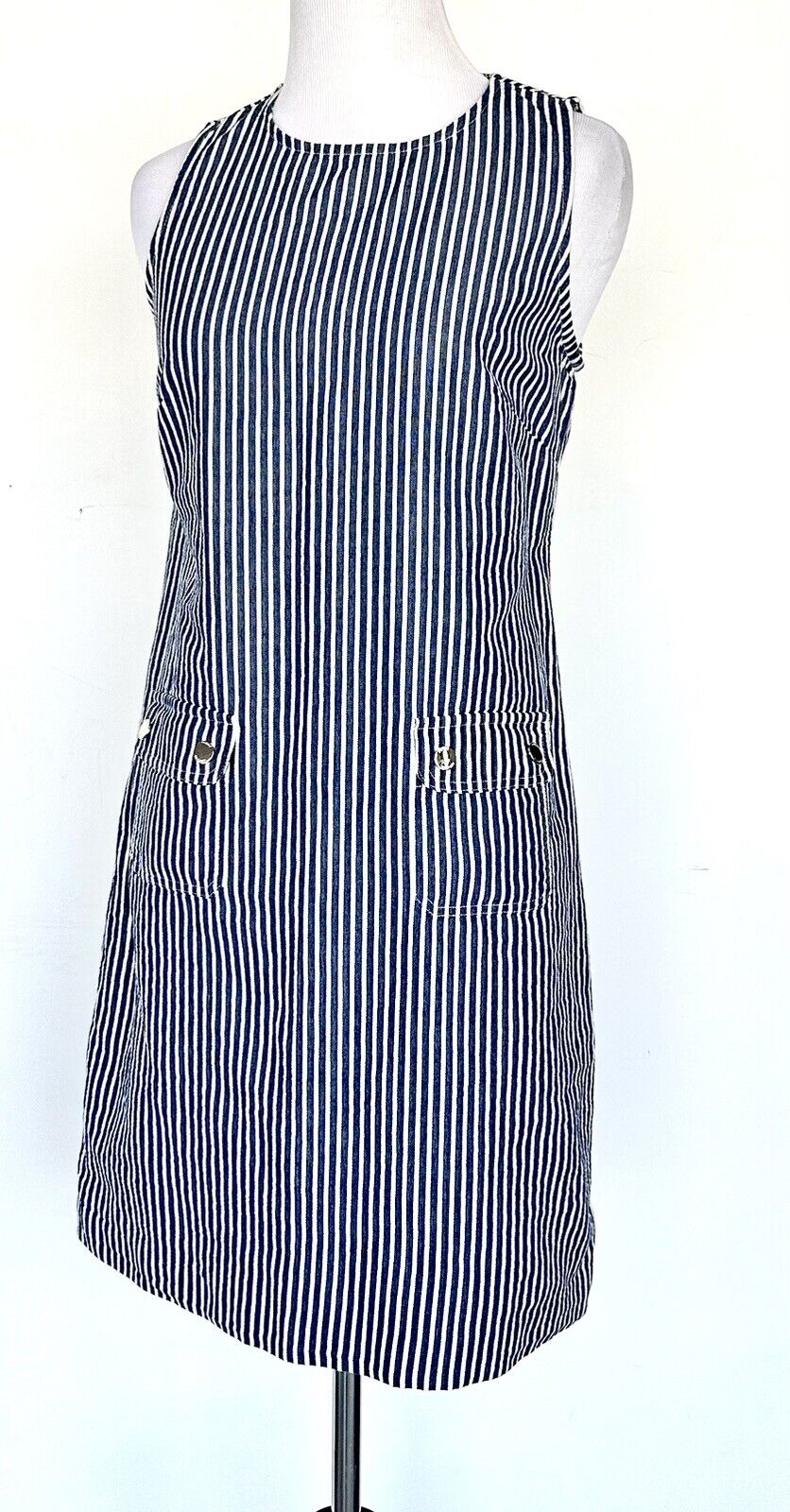 Tommy Hilfiger Sleeveless Dress Blue White Striped Retails $99 Price $59 4P
