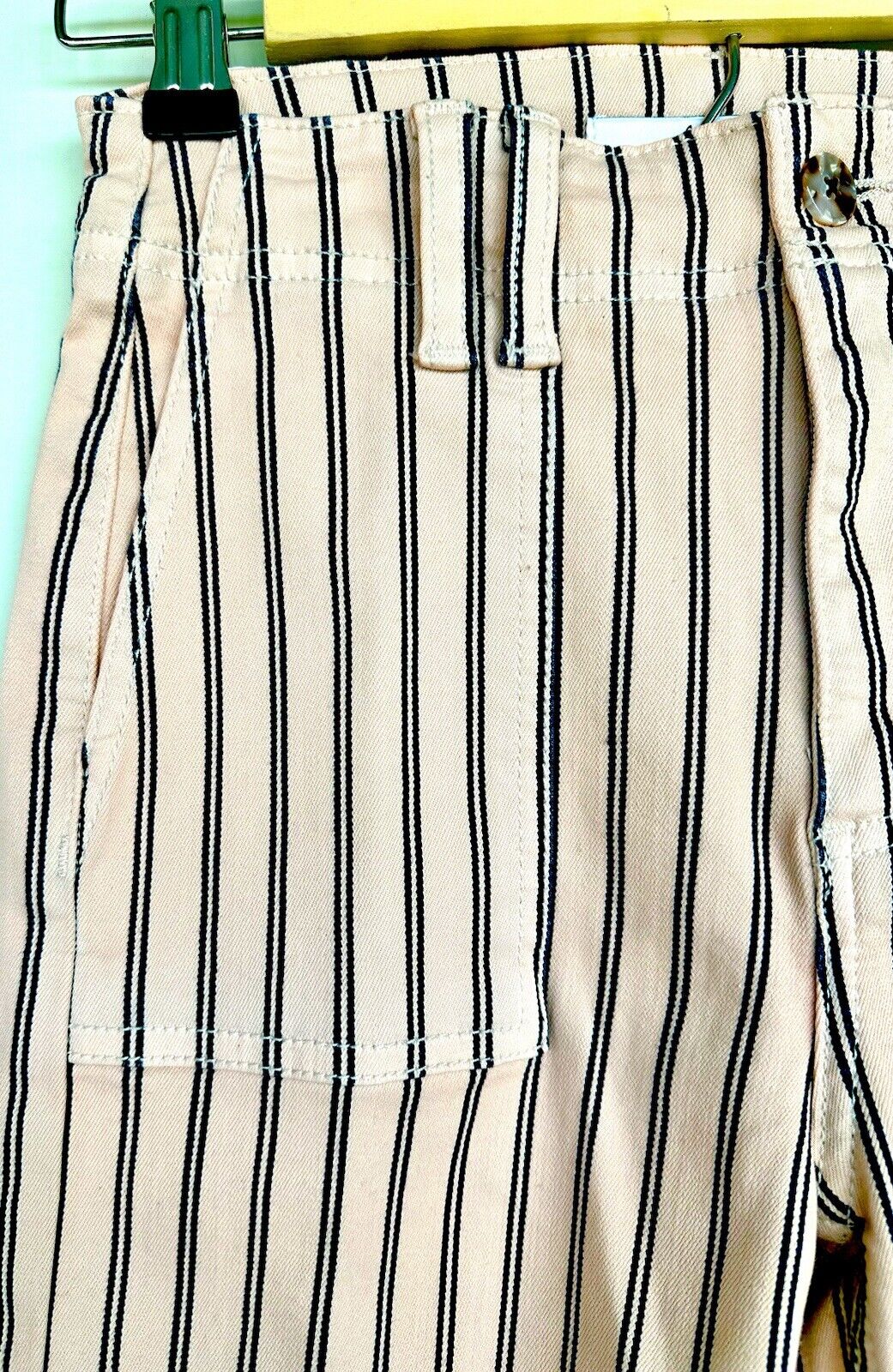Sam Edelman Chelsea Striped Raw Hem Cropped Wide Leg Jeans Retail $118 24 00
