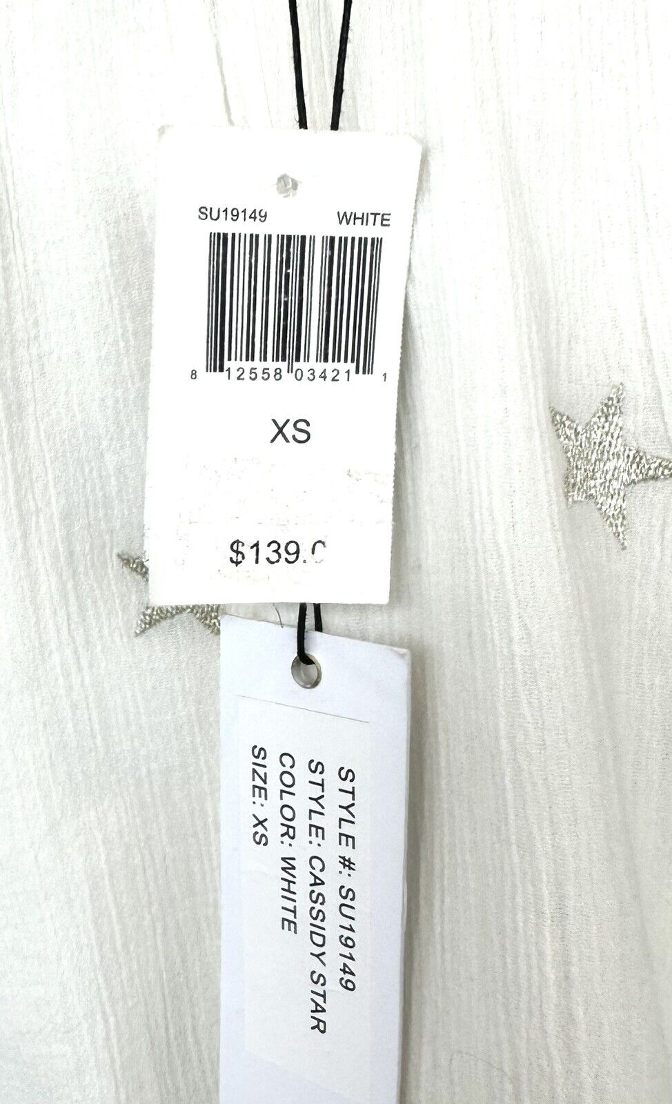 Generation Love White Silver Star Flutter Sleeve Top Retail $139 Price $48 XS