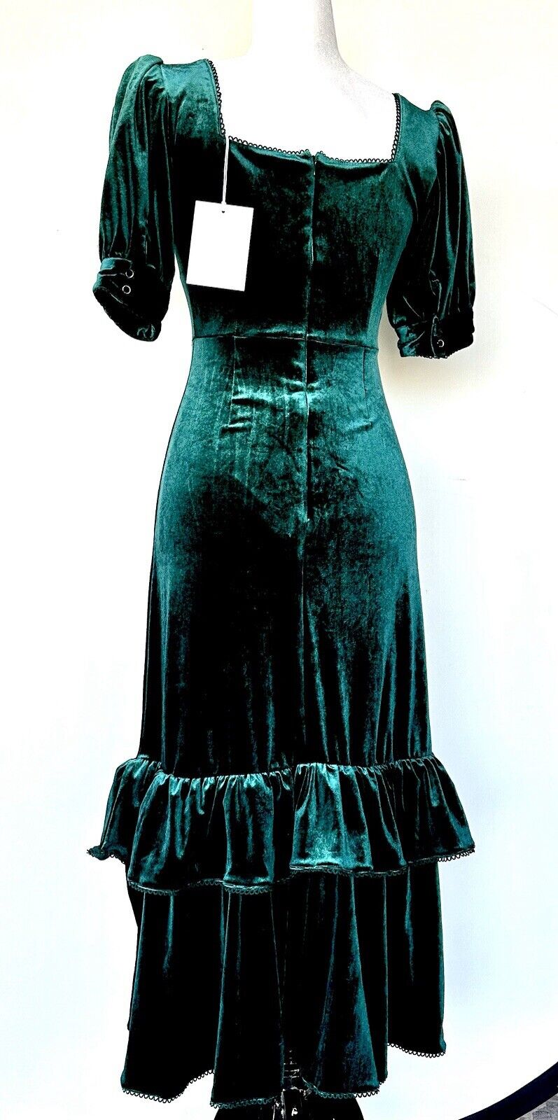 Rachel Parcell Velvet Midi Dress Ruffle Hem XS Retail $188 NWT