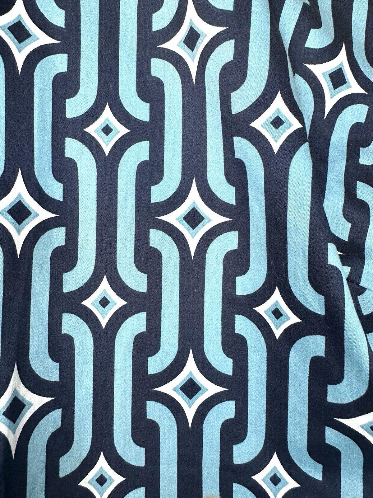 Boden Blue Geometric Chain Link Dress Cotton Shift Dress Retail $98 20-22 L NWT