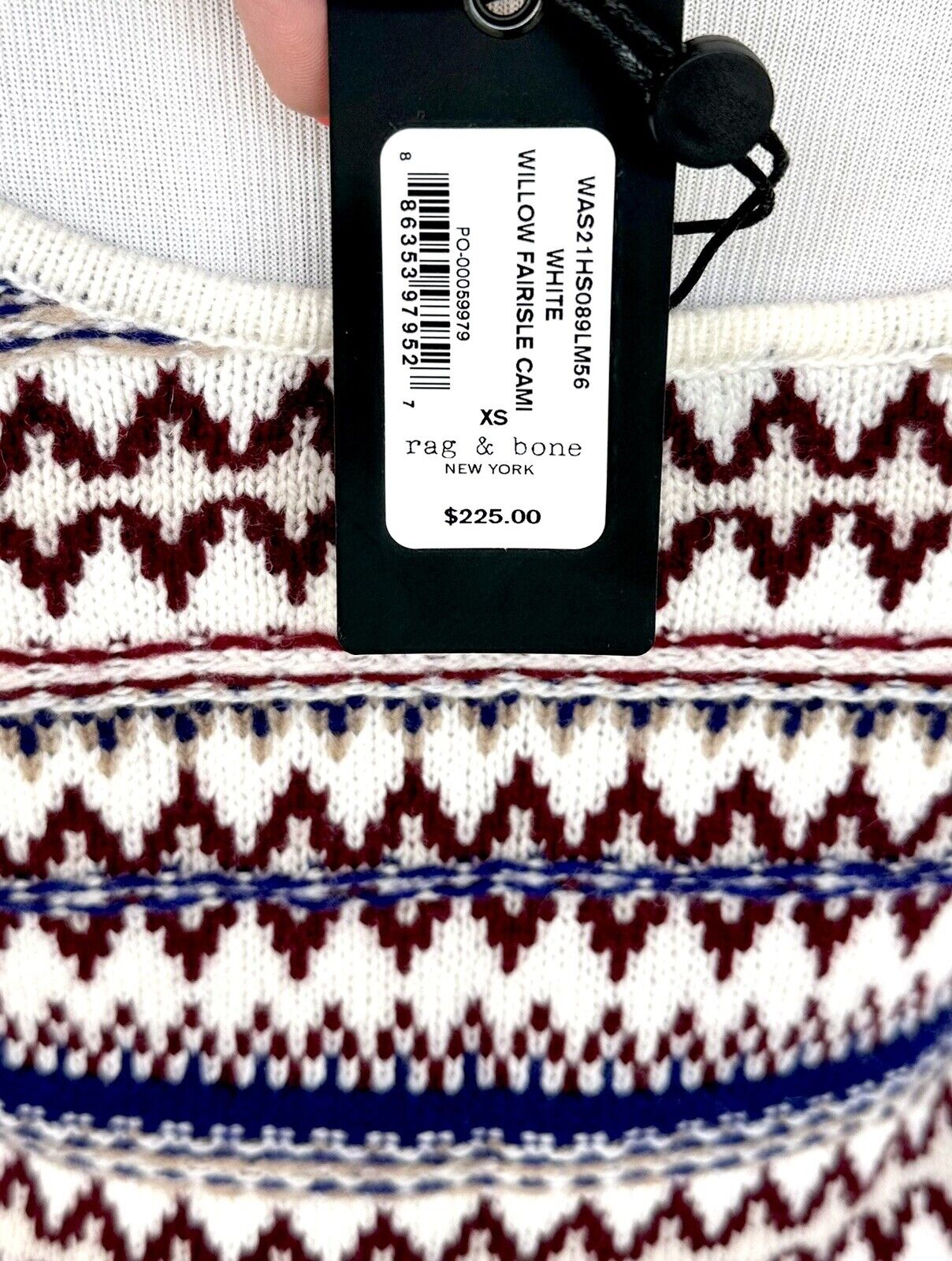 Rag And Bone Willow Fairisle Wool Crop Top. Size XS Retail $225 Price $89 NWT