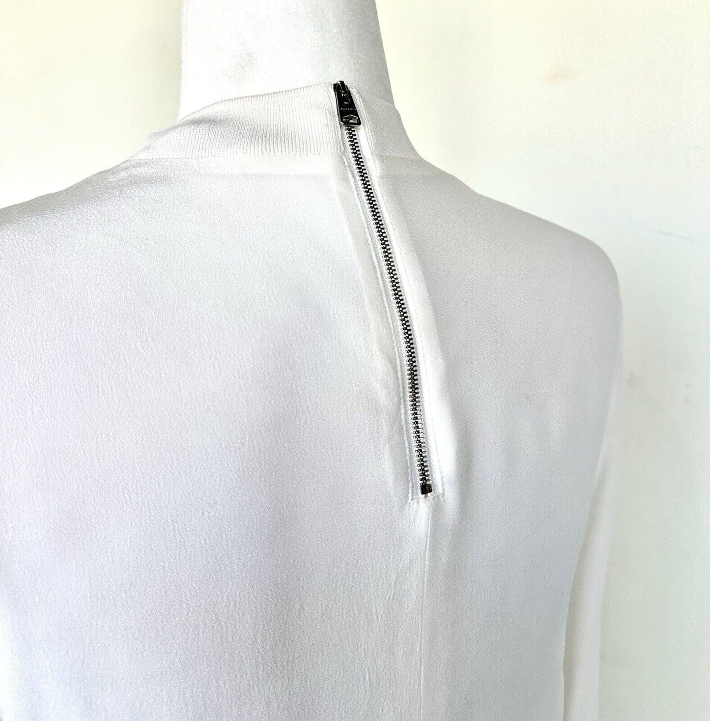 All Saints Fayre Blouse Chalk White Long Sleeve Retail $198 S Metal Stud Cuff