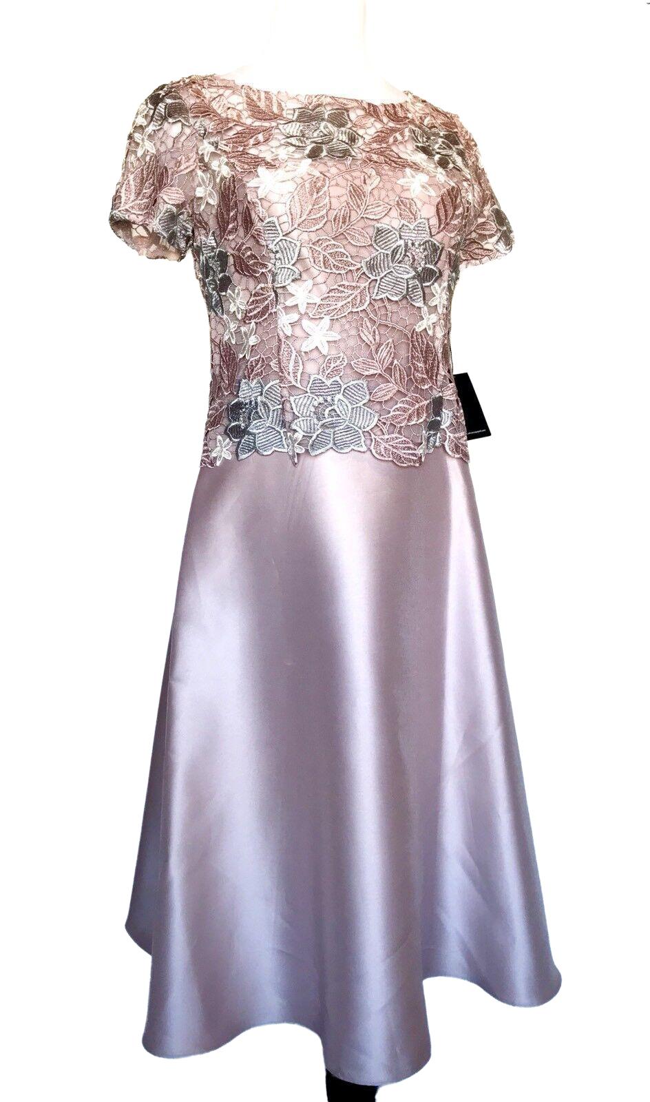 Adrianna Papell Pale Lilac Lace Body Formal Dress Size 8 Retail $229  Price $139