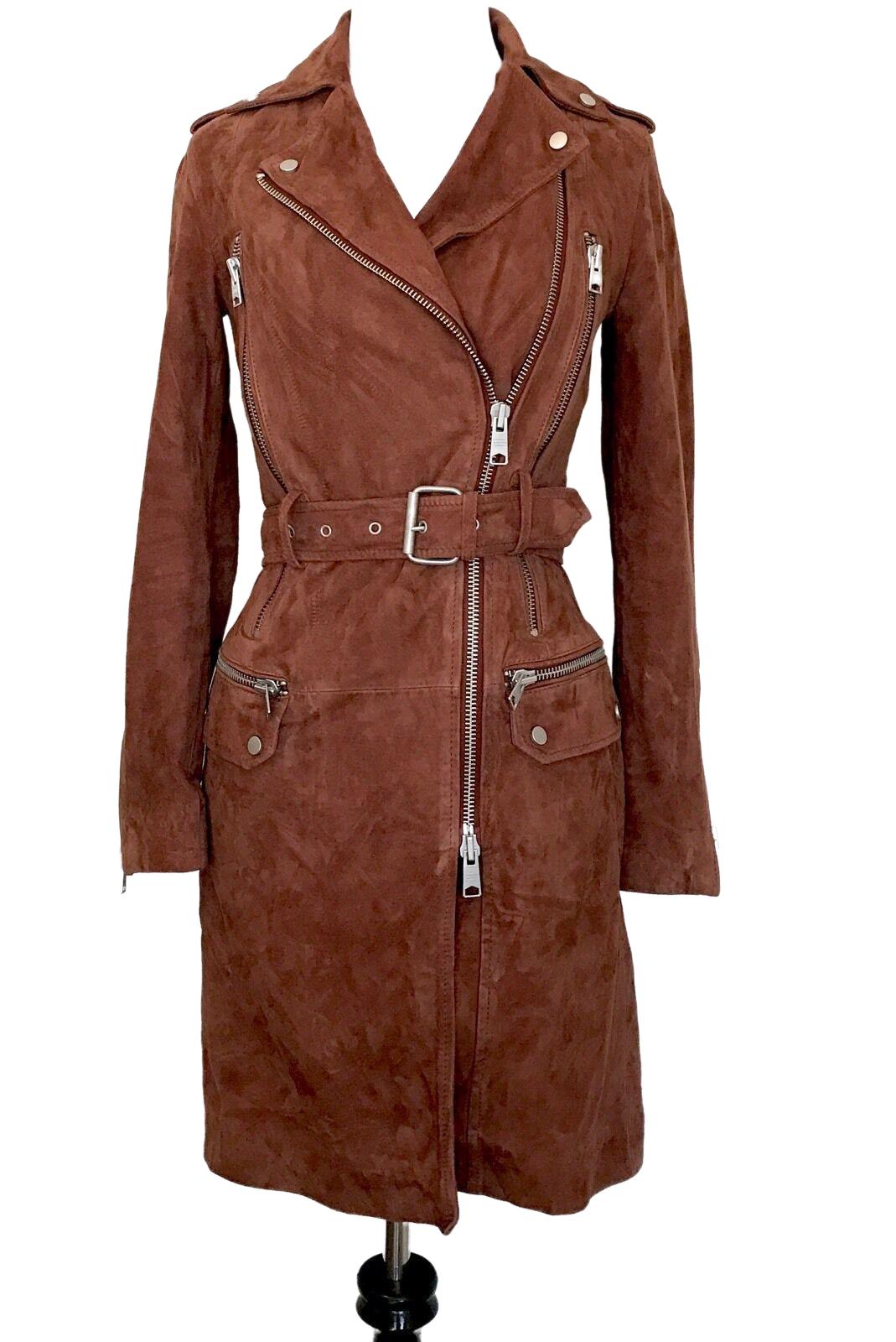 AllSaints Chiltern Brick Brown Leather Coat. NWT Retail $830 Price $455 Size 00