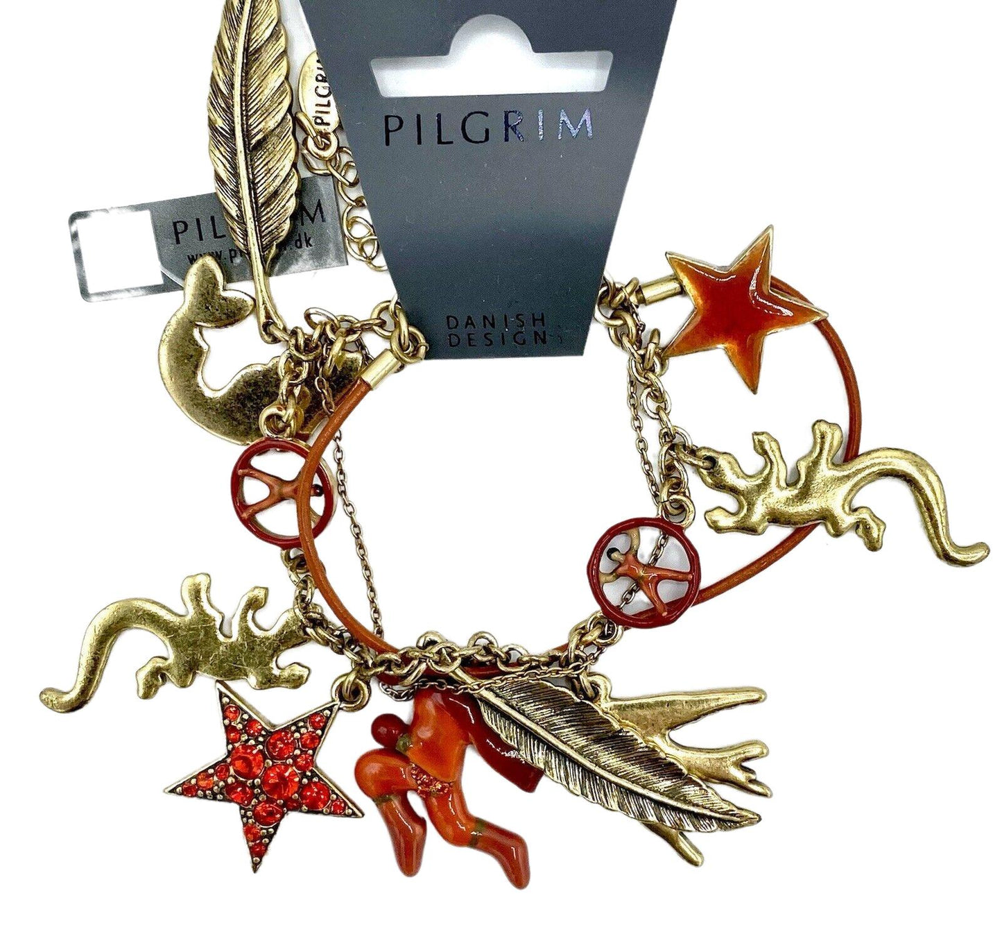 Pilgrim Swarovski Crystal & Enamel Charm Bracelet. Gold Plated. Price $16