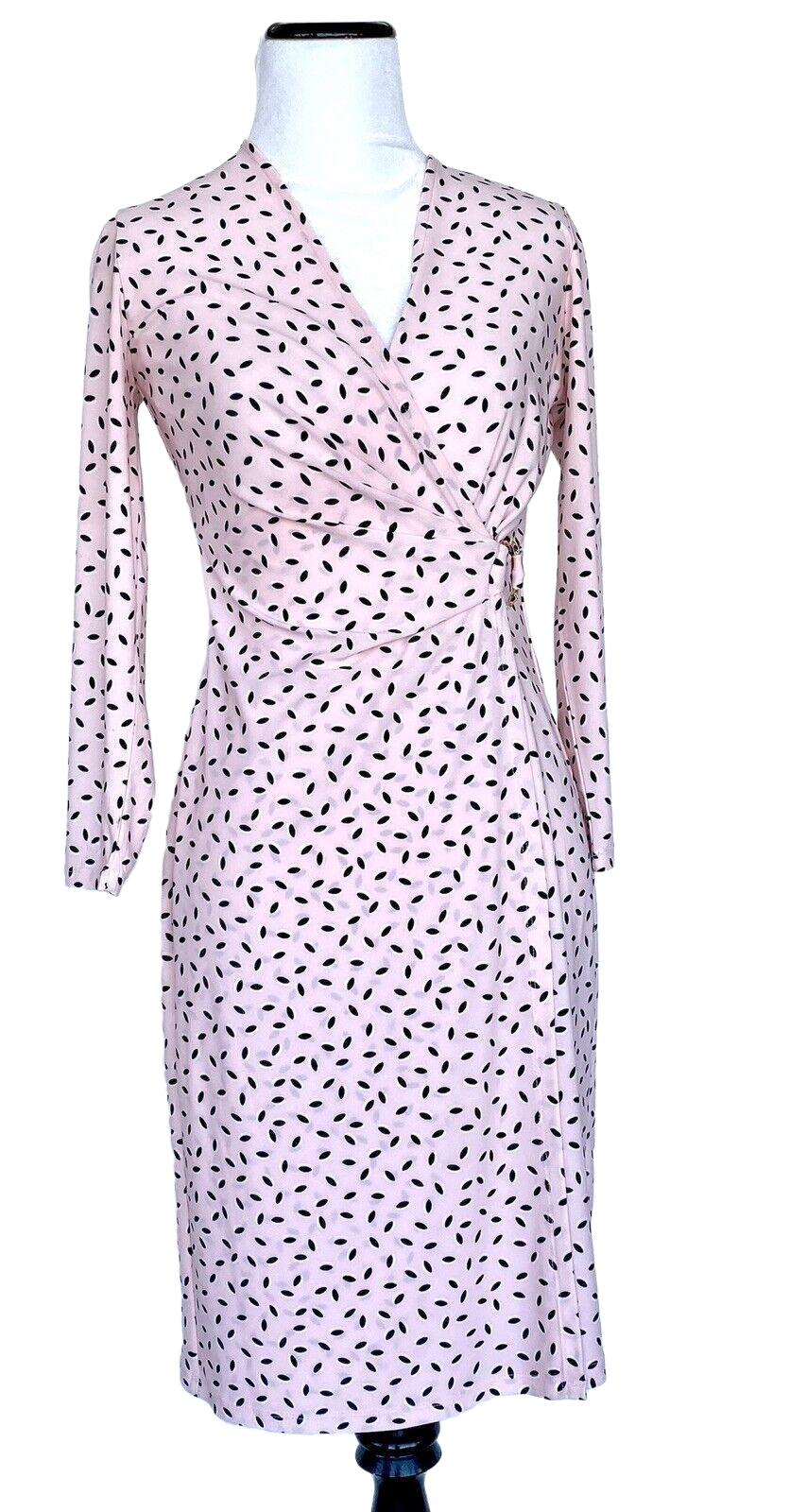 Anne Klein Pink Stretch Gold Buckle Wrap Dress Size XS Retail $119 Price $59 NWT