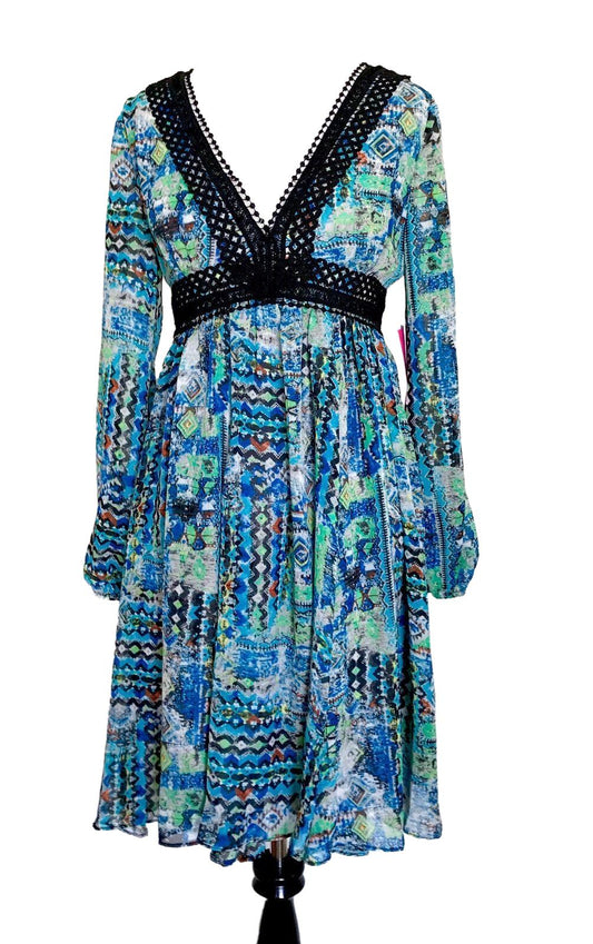 Betsey Johnson Crochet Trim Gypsy Dress Size 2 NWT Retail $138 Price $42