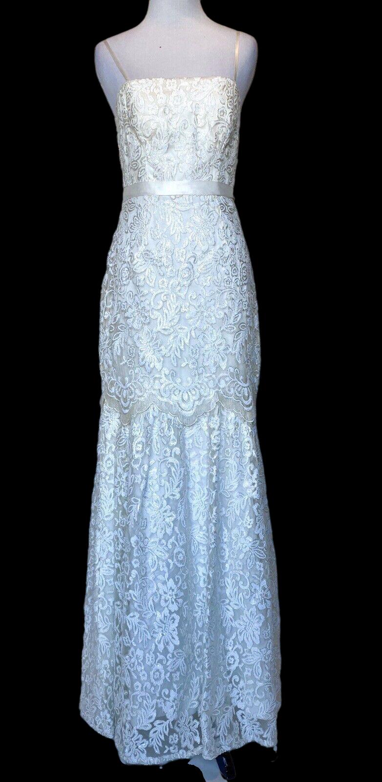 Adrianna Papell Ivory Sequin  Wedding Dress NWT Size 2 Retails $399 Price $189