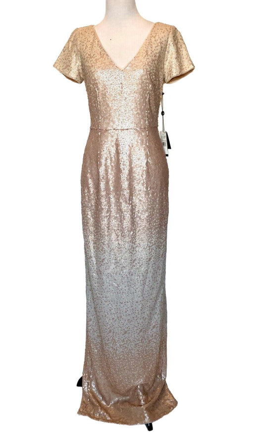 Adrianna Papell Pink Blush Ombré Sequin Gown NWT Size 2 Retails $249 Price $96
