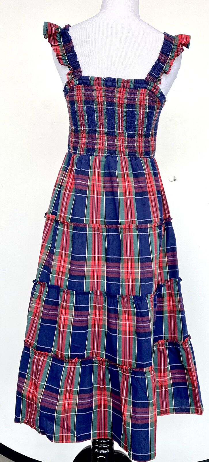 J.Crew Tartan Plaid Smocked Bodice Size PS Retail $128 Price $69 Cotton Poplin