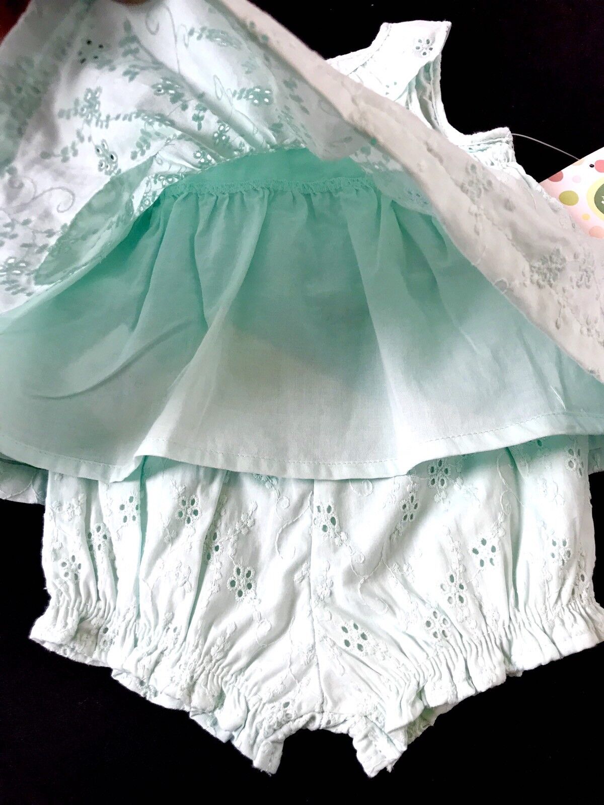 Little Me 2 Pc Mint Sunsuit Dress. Eyelet Smocking. 6 M NWTRetail $36  Price $22