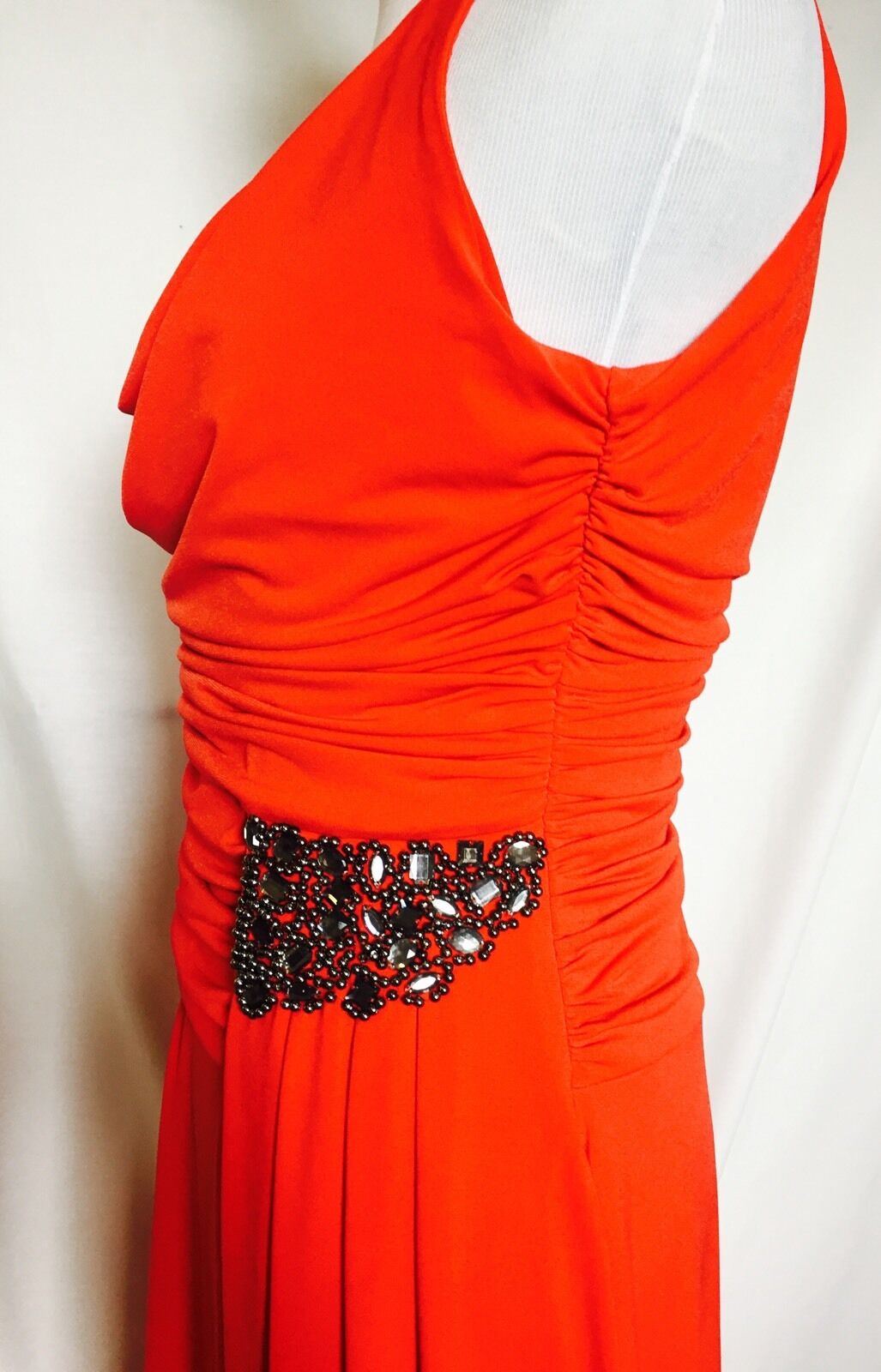 ELFE Orange Long Formal Prom DRESS.Diamante Beaded detail NWT SIZE M EURO 40 $45