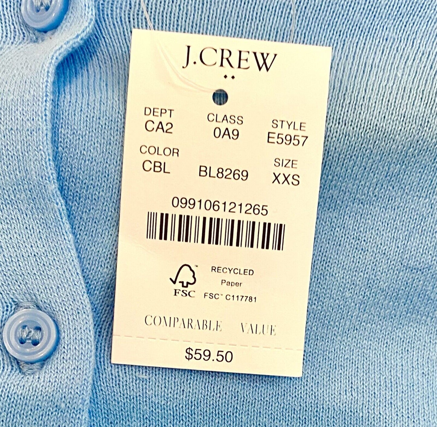 J Crew Classic Cotton Cardigan Sweater. NWT Retail $59.50 Price $34.97 Size XXS