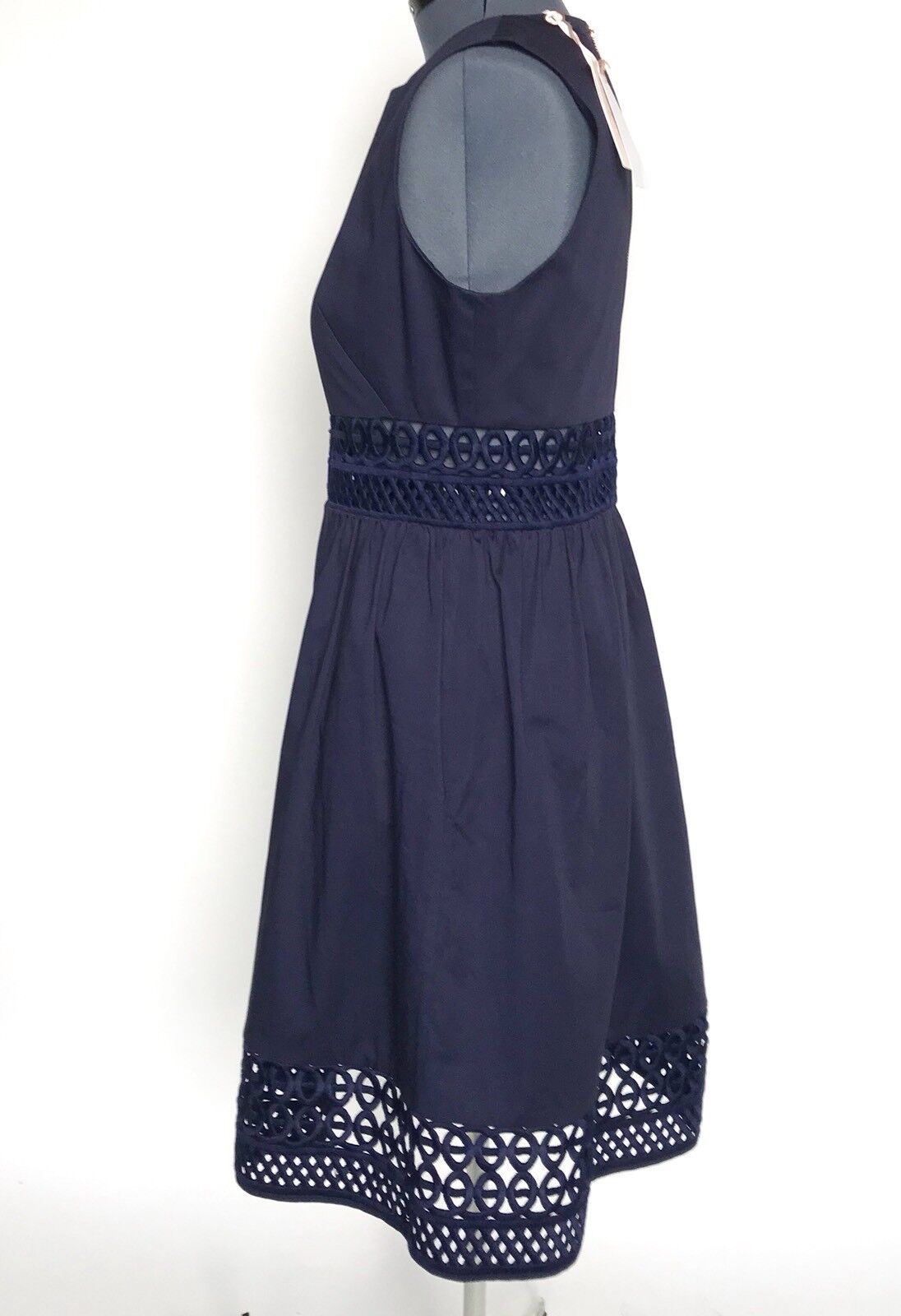 Ted Baker Blue Lace High Waist Cutout Dress Size 12 Retail $309 Price $136 NWT