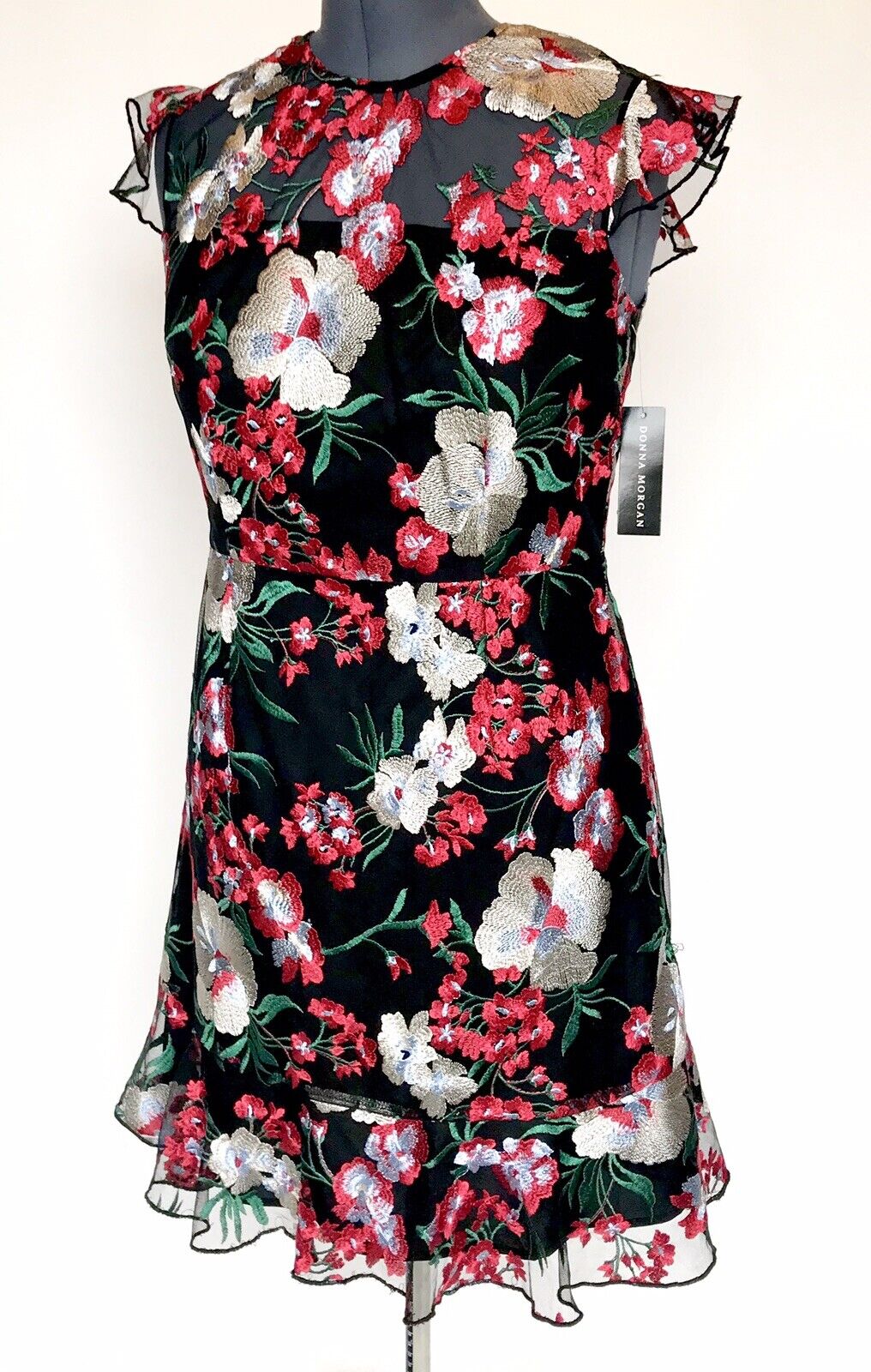 Donna Morgan Floral Embroidered Dress size 12 Retail $158 Price $76 NWT