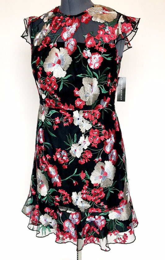 Donna Morgan Floral Embroidered Dress size 12 Retail $158 Price $76 NWT
