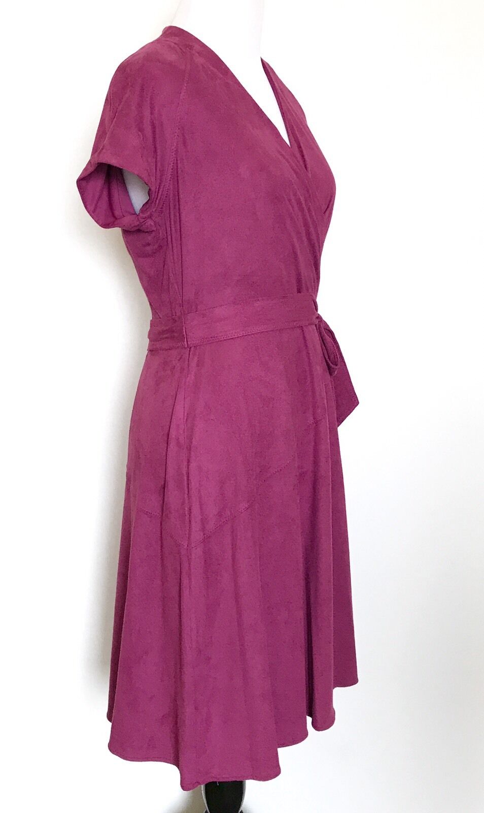 Ellen Tracy Faux Suede Dark Pink Wrap Dress. NWT Size 2 Retail $128 Price $39