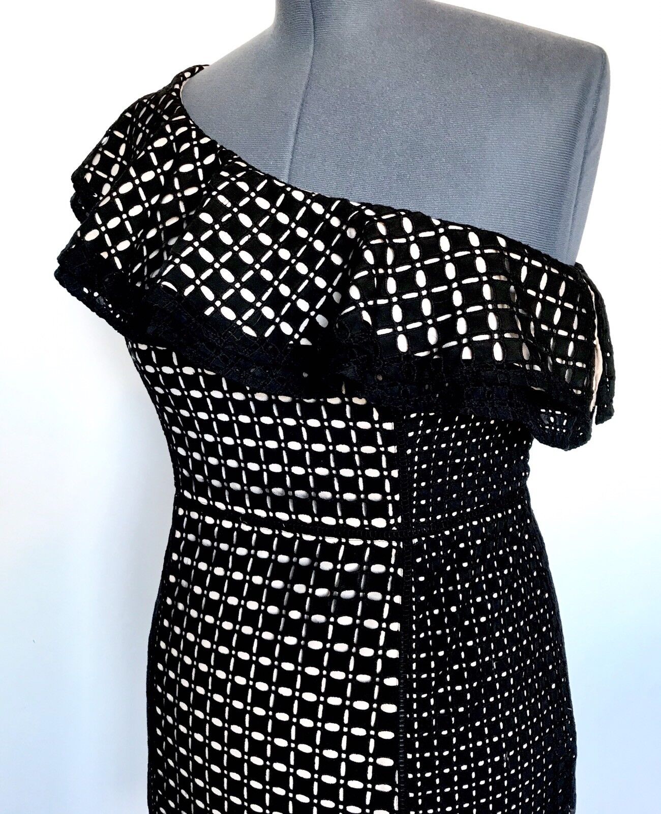 J.Crew One-shoulder dress in eyelet Black NWT Size 10 Retail $158 Price $50.99