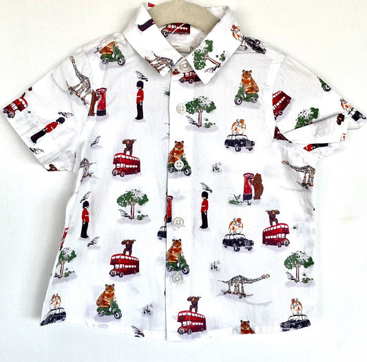 Monsoon London Bus SS White Shirt 12-18 M  Price $35