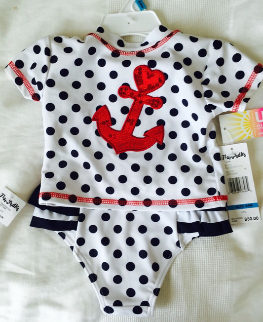 Flapdoodles Swimsuit 2 Piece Rash guard Bikini. 24 Months.NWT Retails $30