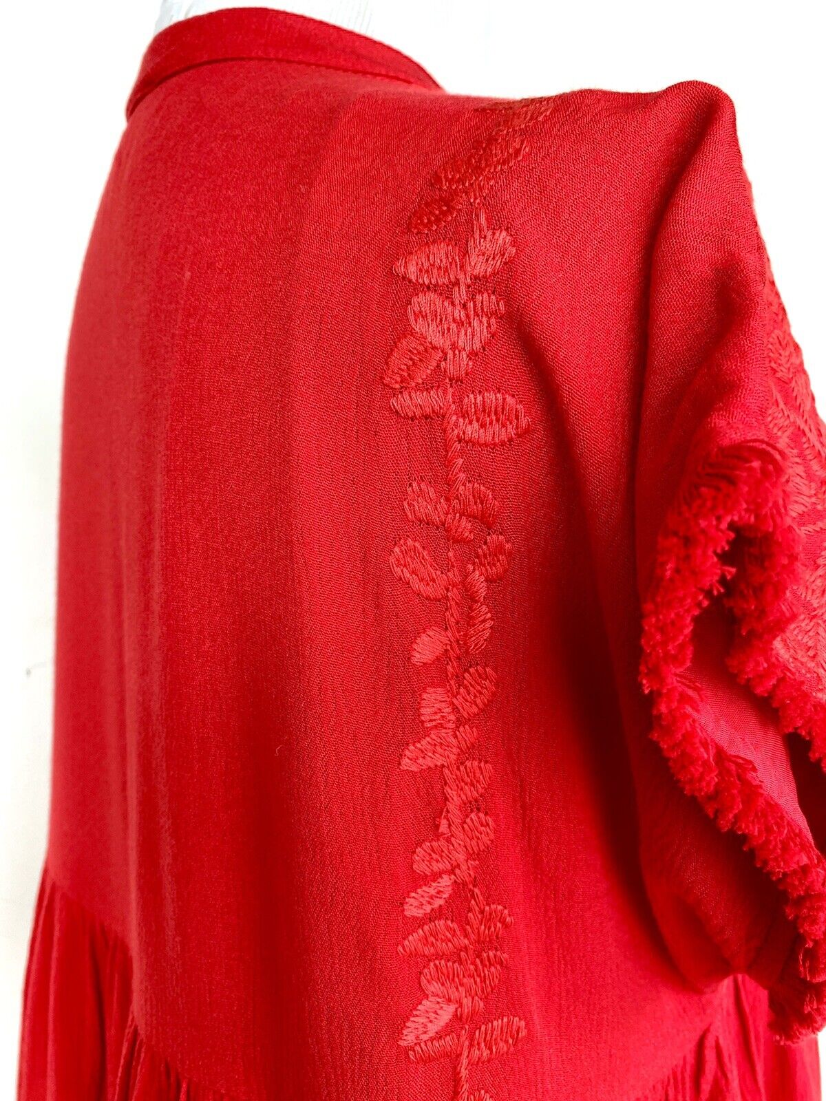 J Marie embroidered Athens Tassel Top size XS Retail $92 Price $59 Red NWT