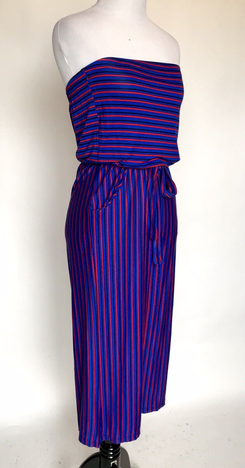Velvet Torch Strapless Striped Jumpsuit Stretch Retail $78 Price $29 XS NWT