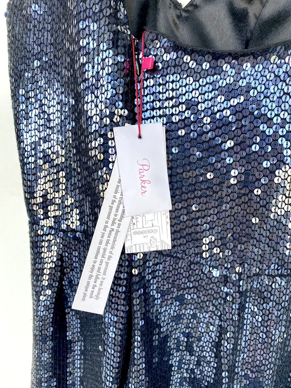 Parker Blue Sequin Cocktail One Shoulder Dress XS Retail $498 Price $128 NWT