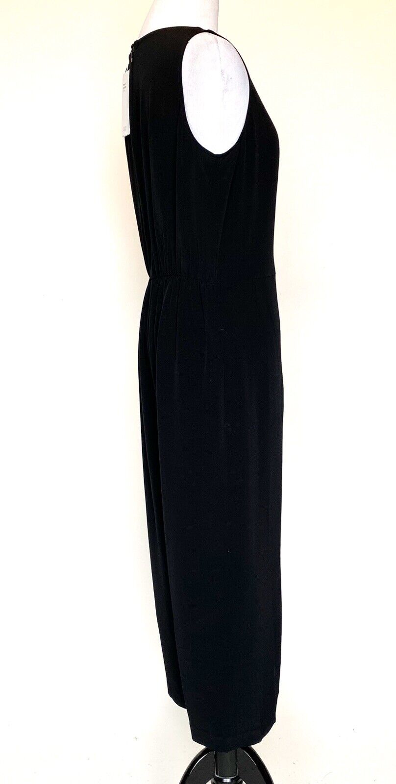 Eileen Fisher Black Wide Leg Wrap Crepe Jumpsuit Retail $348 Price $108 XS NWT