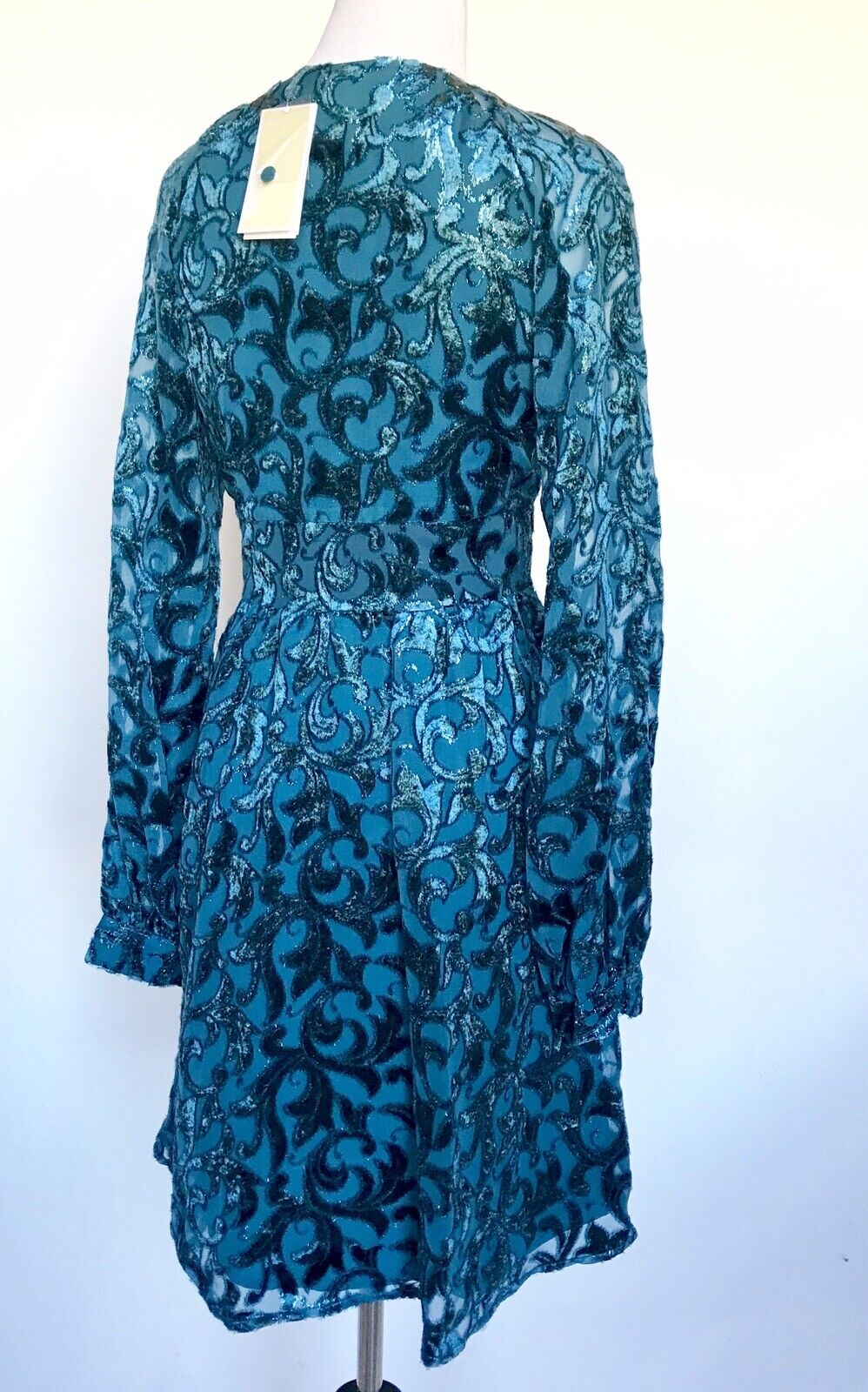 Michael Kors Teal Blue V-Neck Cocktail Party Dress Retail $225 Price $98 XS NWT