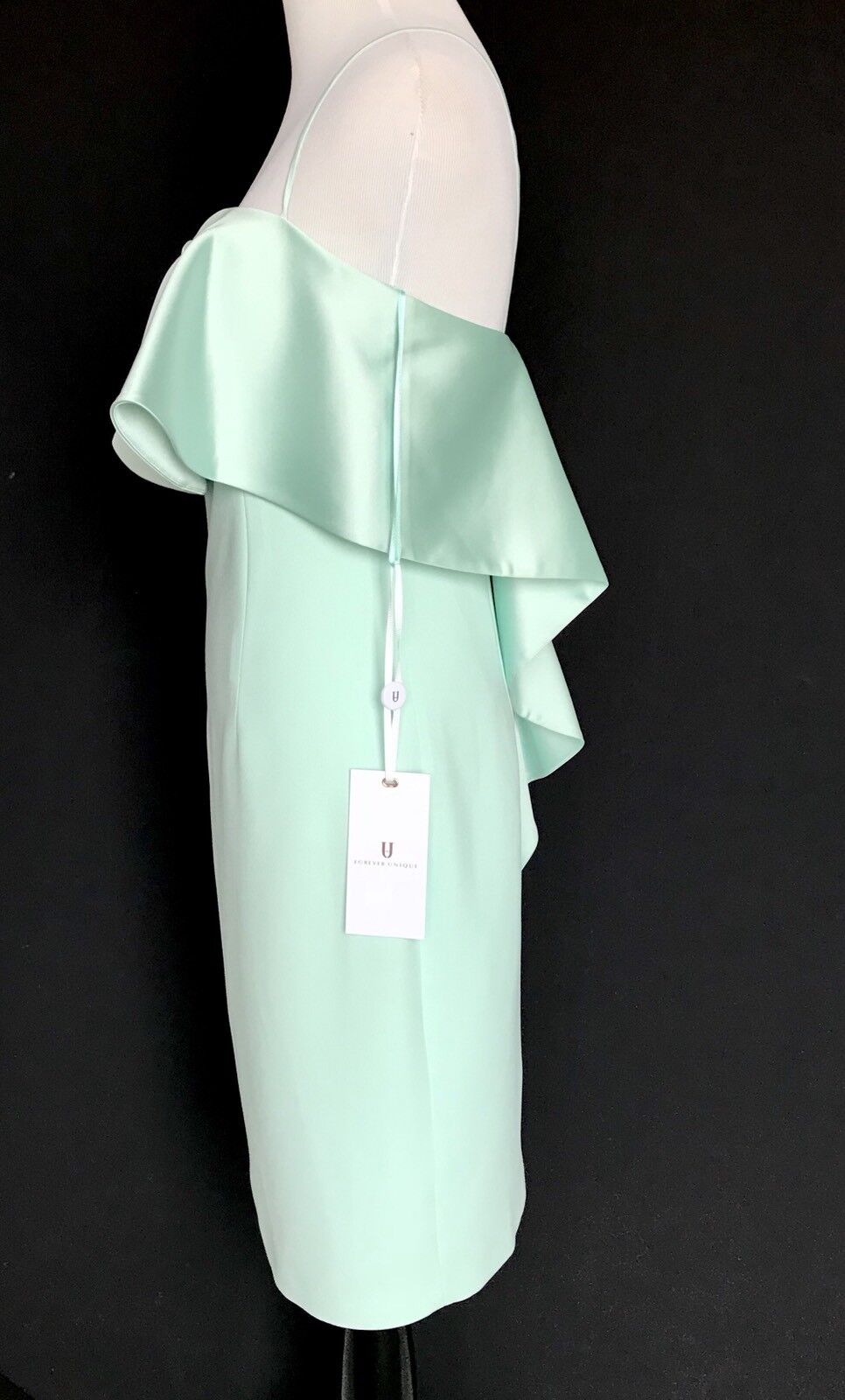 Forever Unique Mint Lori Dress. Satin Bodice Size 4 NWT Retails $249 Price $68