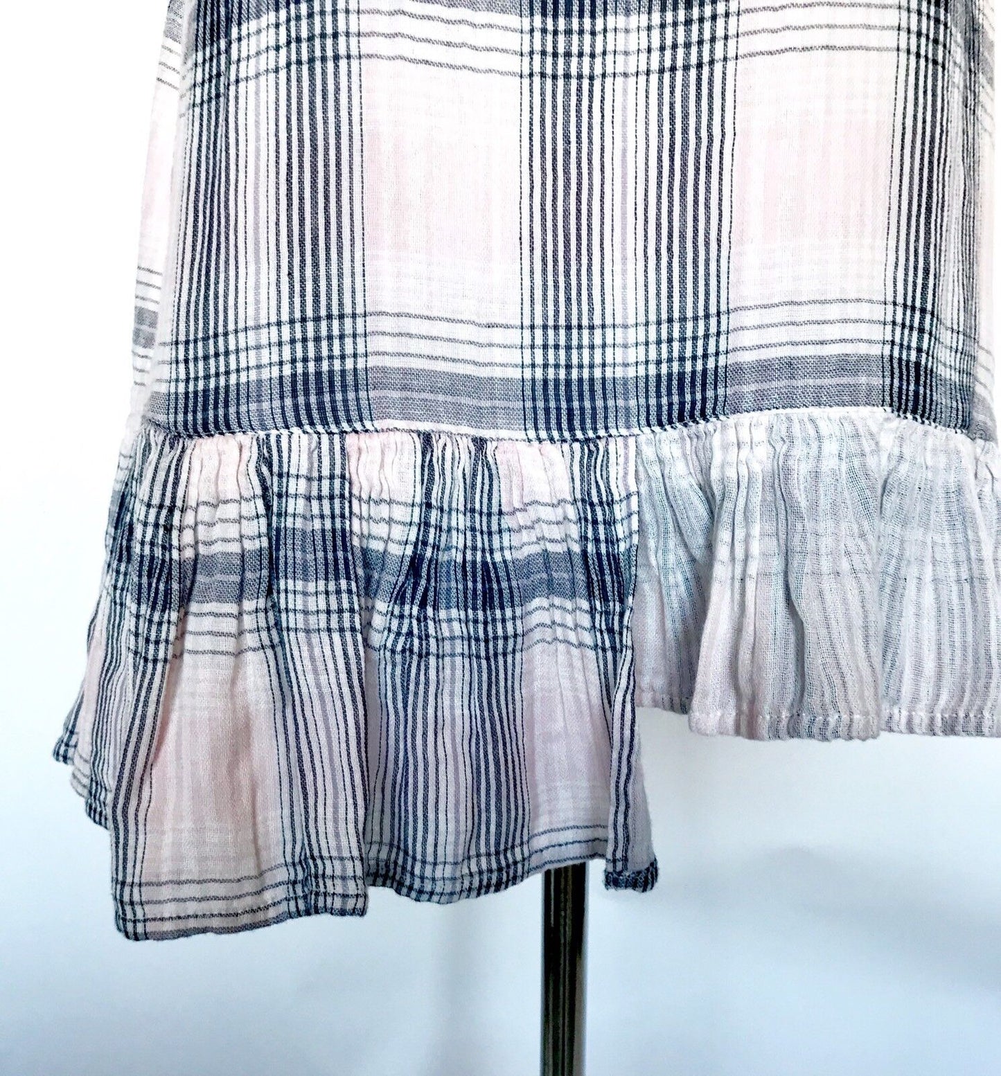 Susina Swing Top Frill Hem. Pink & Grey Plaid Check Size S. NWT Price $29