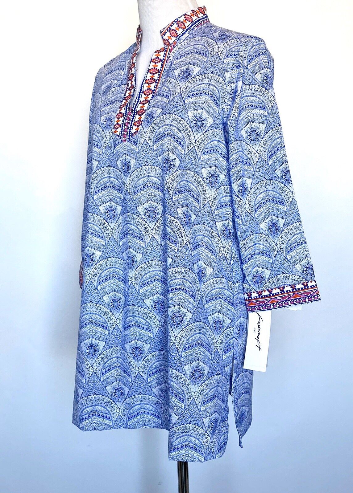 Blue Beach 3/4 Sleeve Tunic Retail $89 Price $29 NWT Sz 2 Cotton